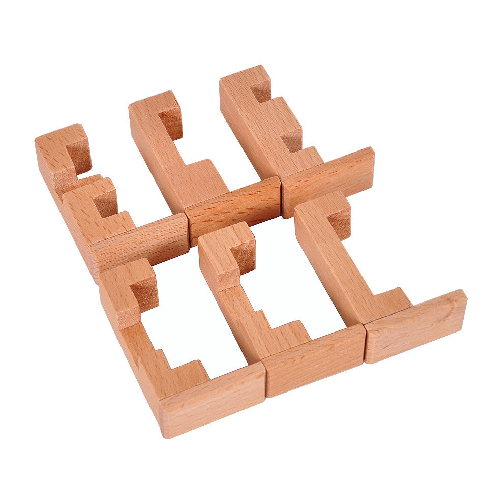 Wooden Brain Teaser Puzzle for Senior Intellectual Development-4