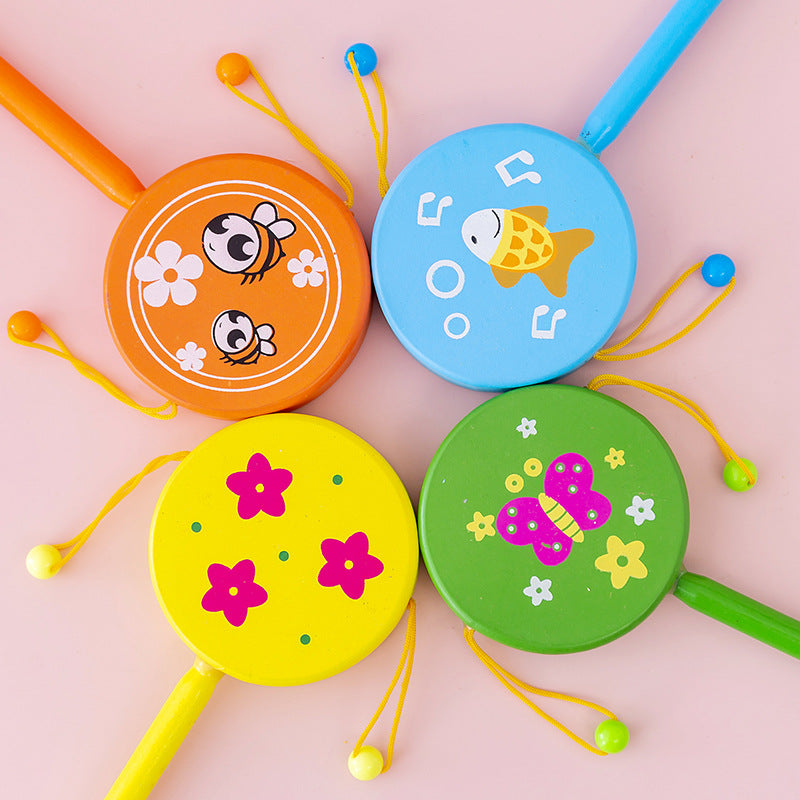 Wooden Cartoon Hand Drum Educational Toy for Children-2