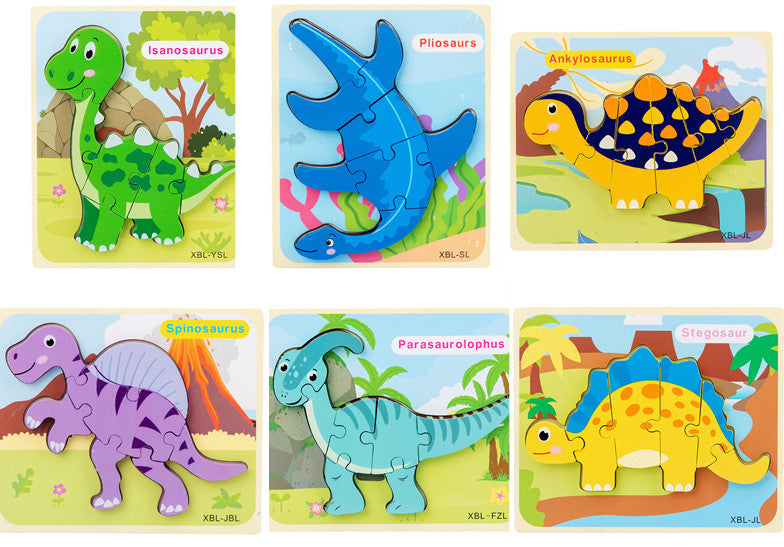 Wooden Dinosaur 3D Puzzle Jigsaw Set for Kids-5