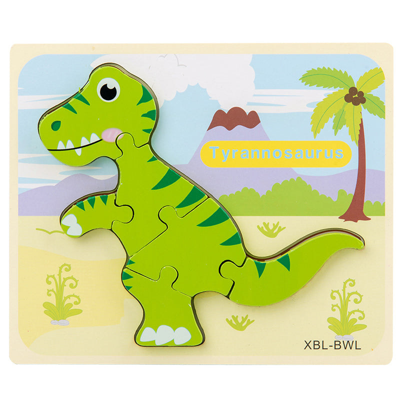 Wooden Dinosaur 3D Puzzle Jigsaw Set for Kids-12