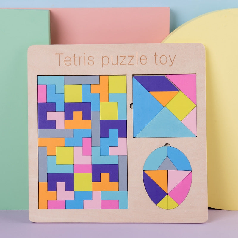 Wooden Tetris Puzzle Educational Toy for Kids-5