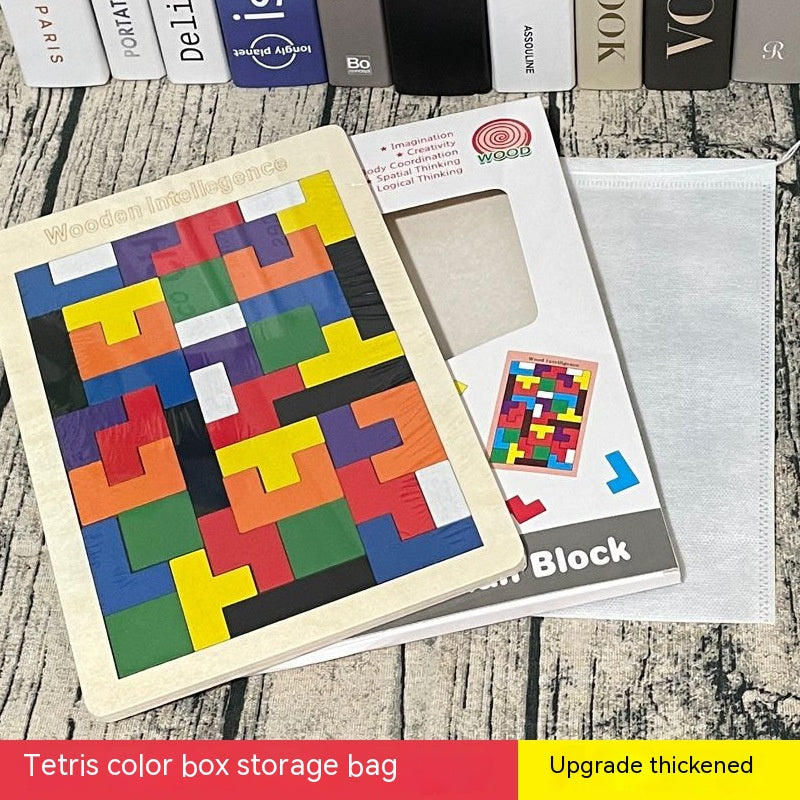 Wooden Tetris Puzzle Educational Toy for Kids-12
