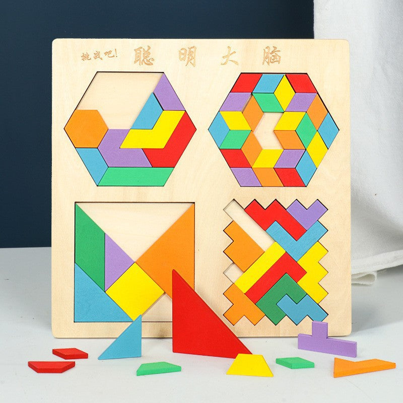 Wooden Tetris Puzzle Educational Toy for Kids-16