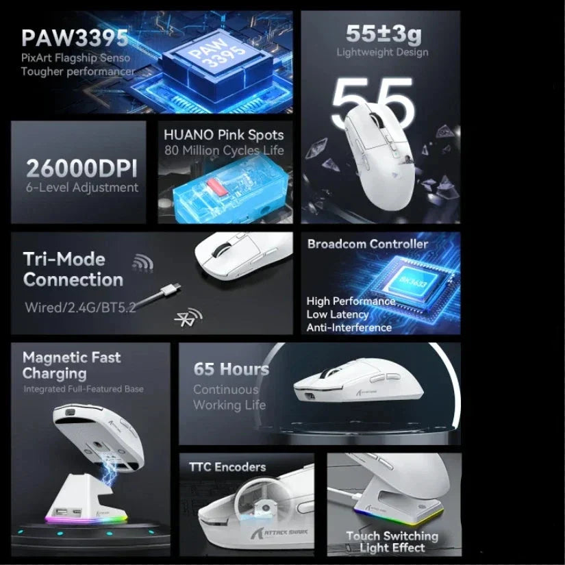 Tri-Mode RGB Gaming Mouse with Magnetic Charging Base-2