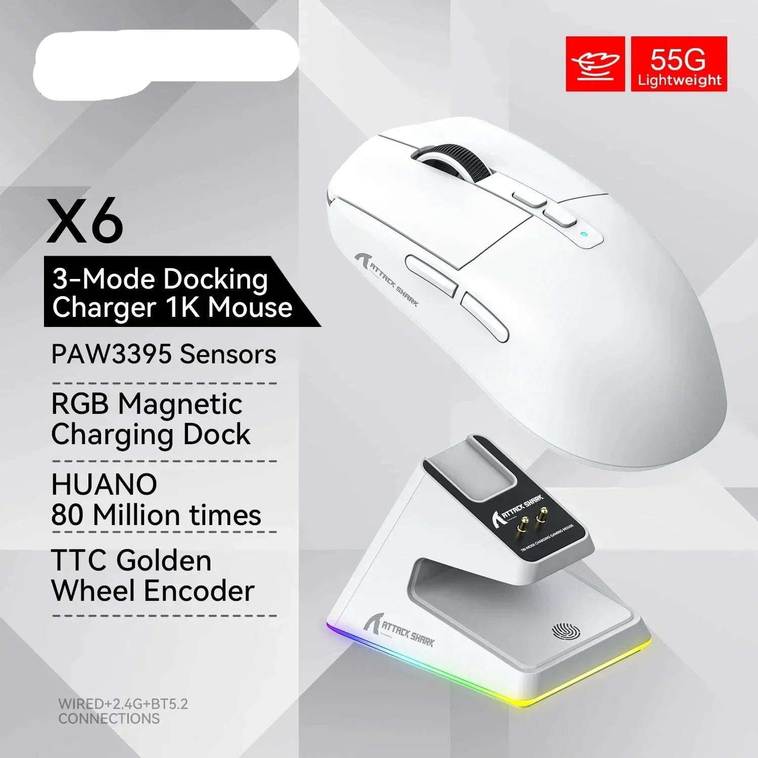 Tri-Mode RGB Gaming Mouse with Magnetic Charging Base-4