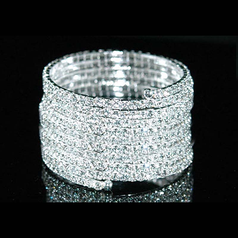 10 Row Crystal Rhinestone Bridal Wedding Bracelet / Armlet XA017-0
