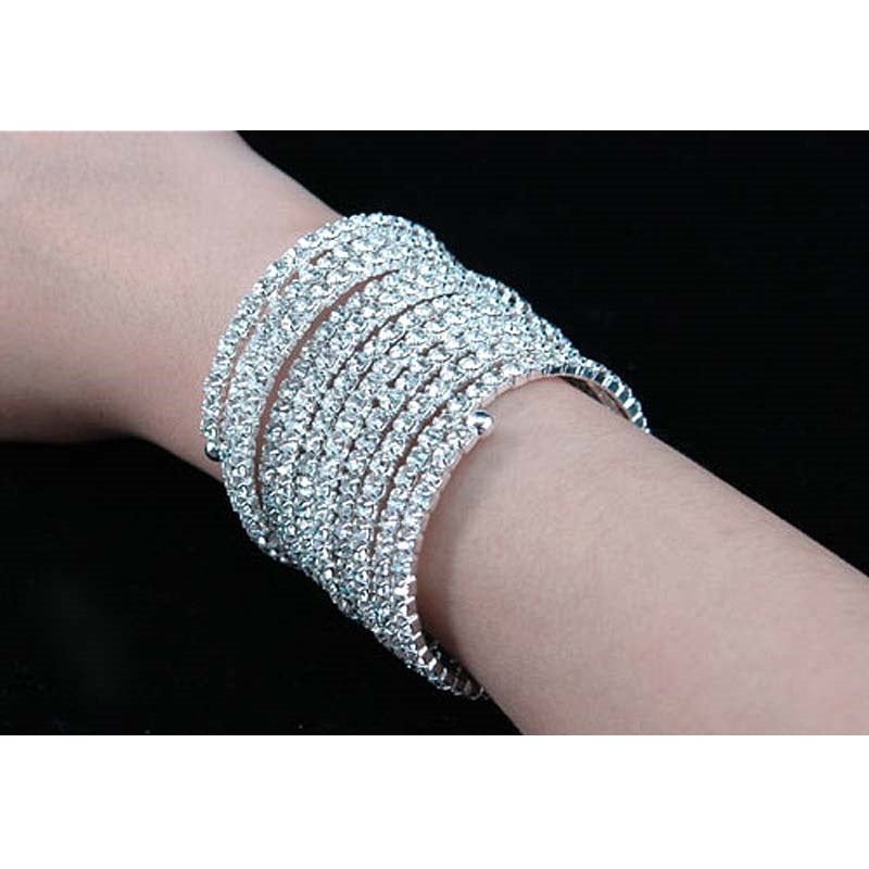 10 Row Crystal Rhinestone Bridal Wedding Bracelet / Armlet XA017-1