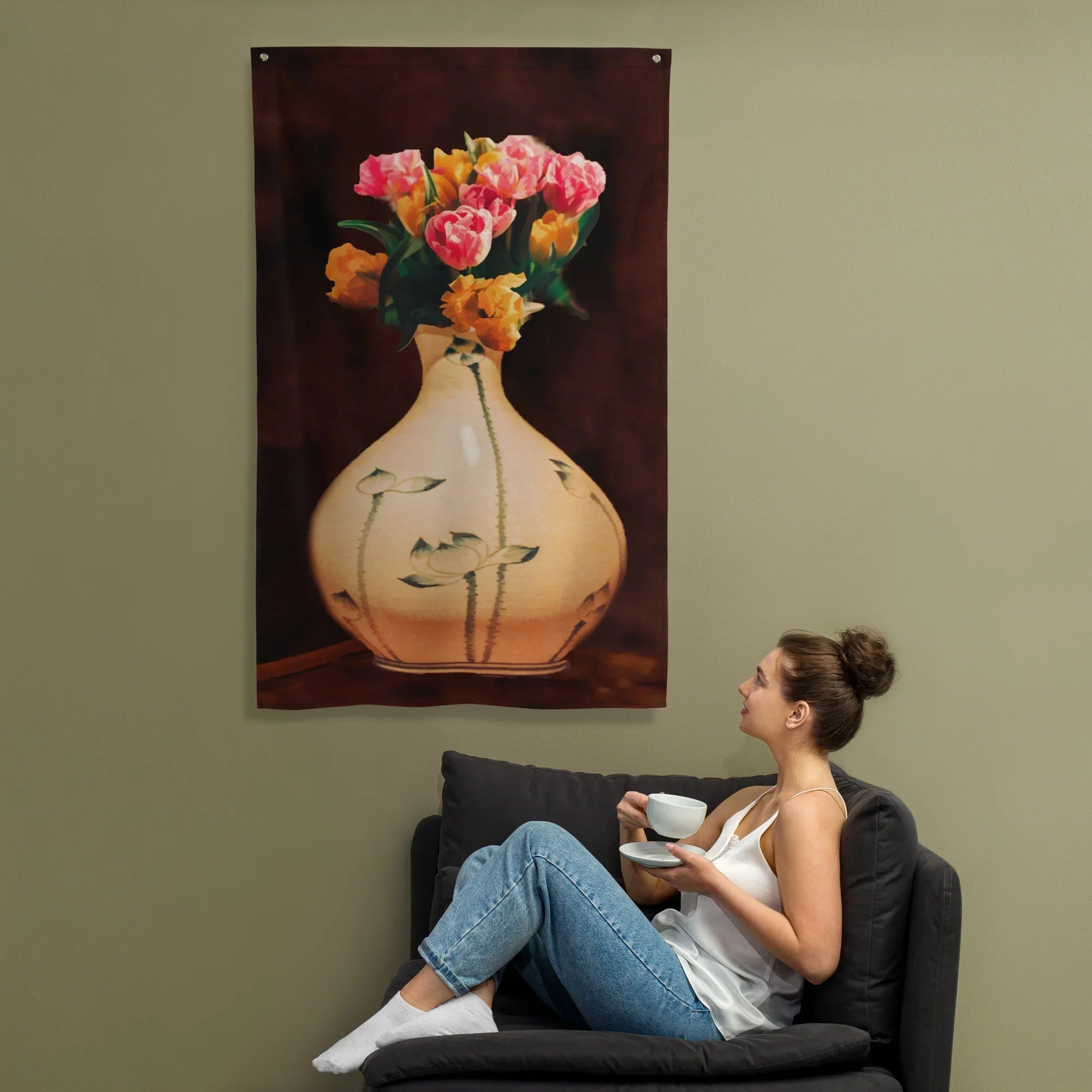 Tulip Flower Flag Tapestry wall hanging-0