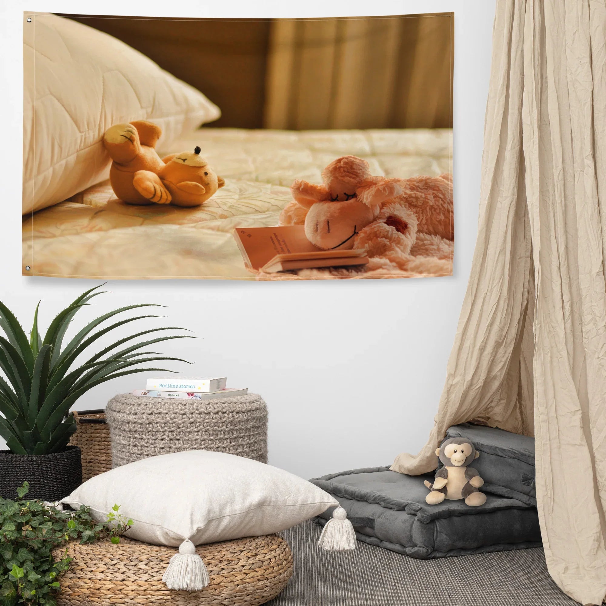 Teddy Bear Flag Tapestry wall hanging-1