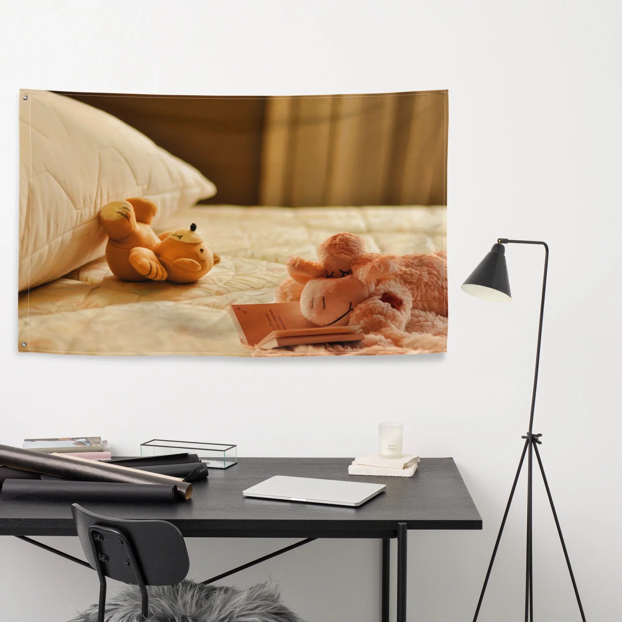 Teddy Bear Flag Tapestry wall hanging-2