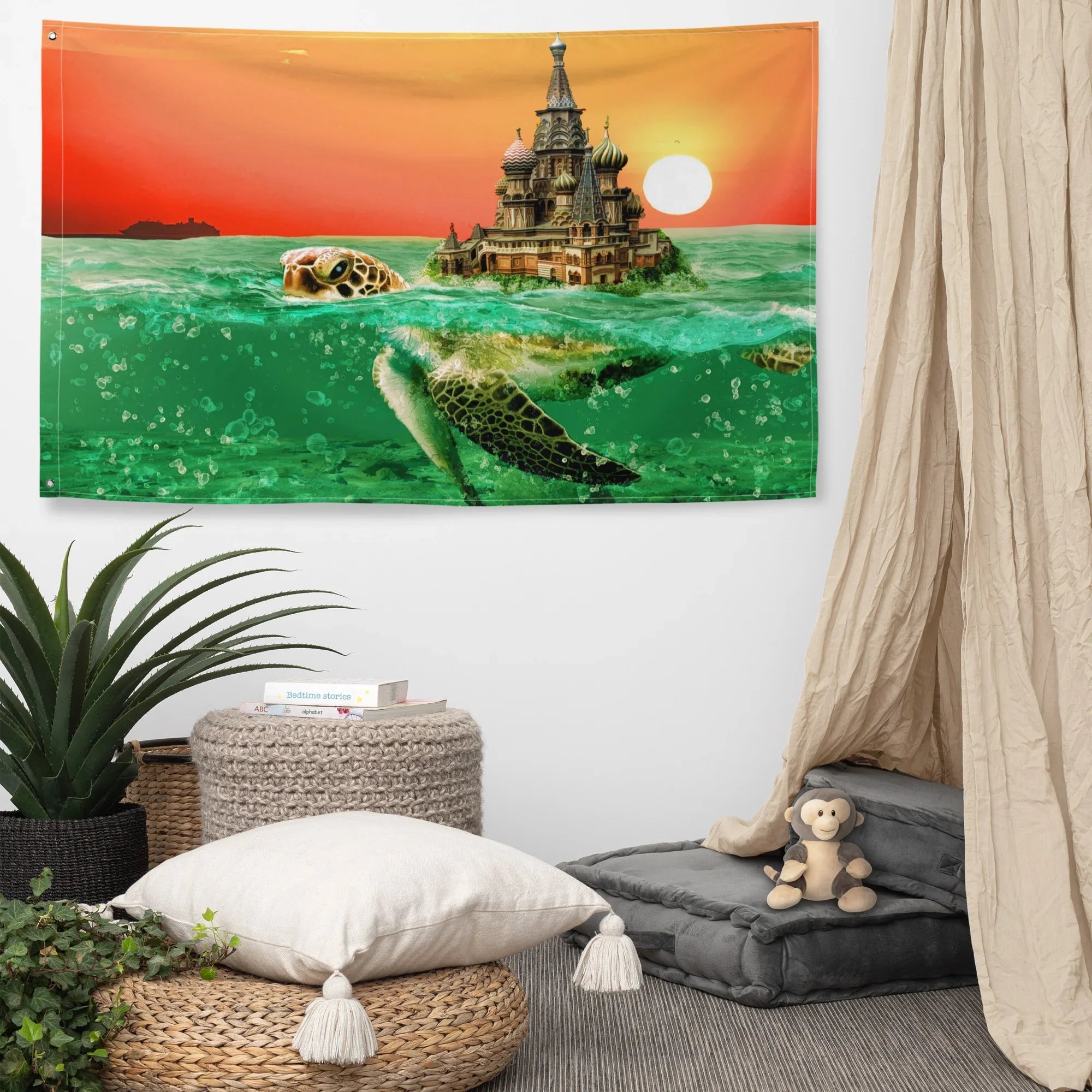 Tortoise Sea Flag Tapestry wall hanging-0