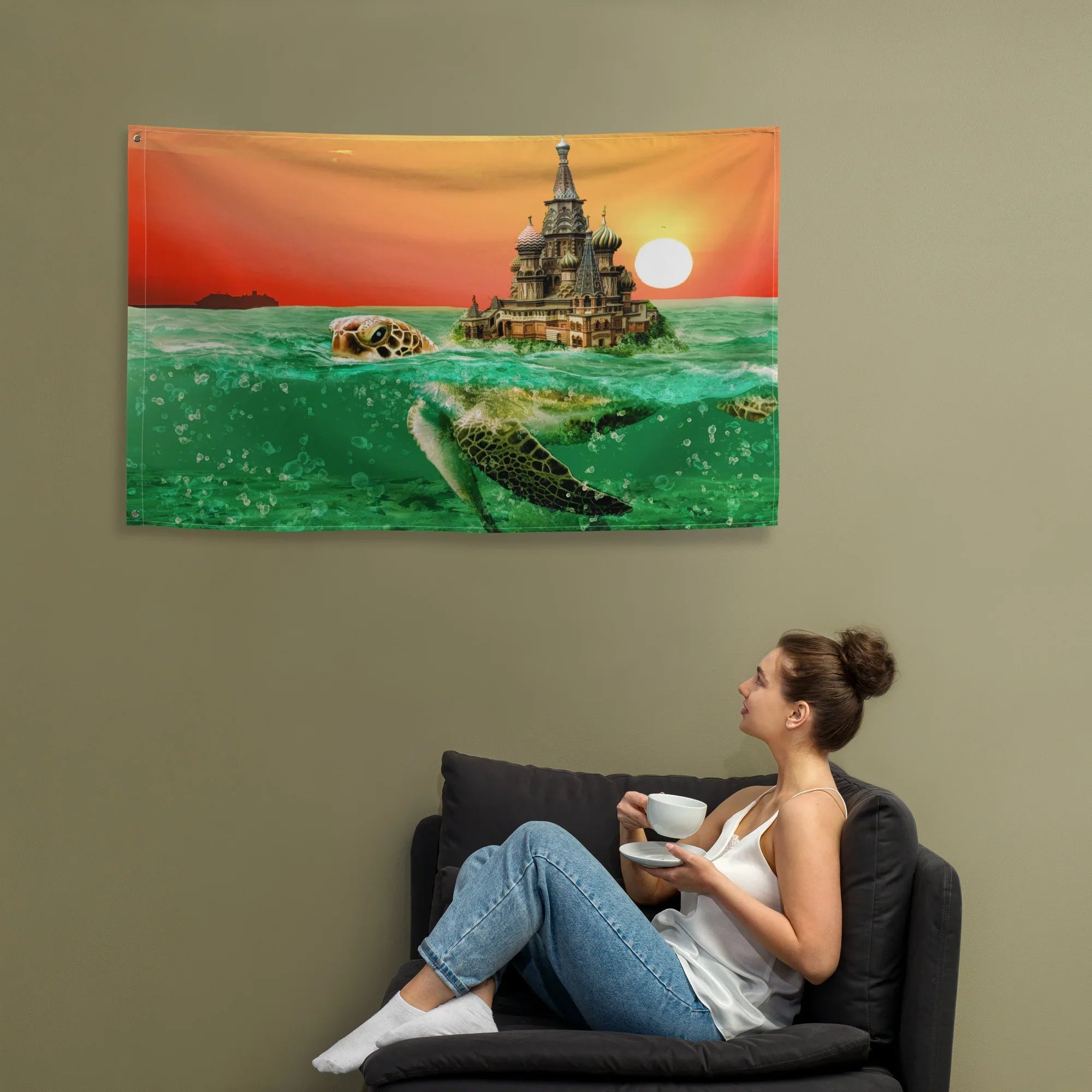 Tortoise Sea Flag Tapestry wall hanging-1