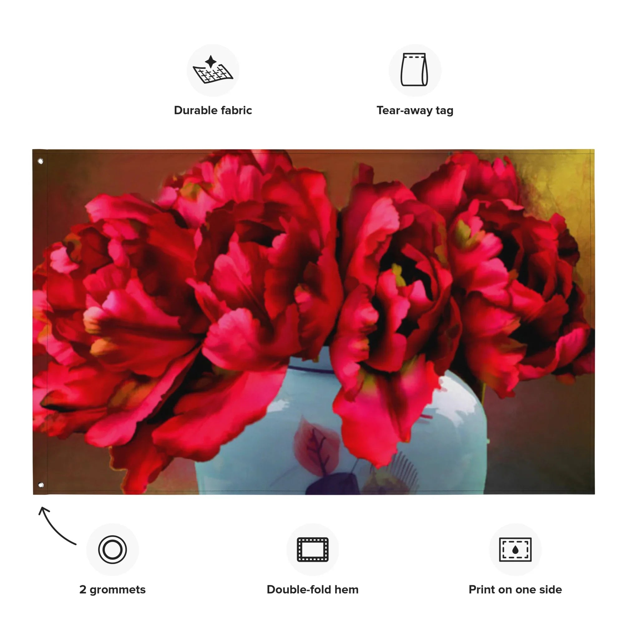 Red Flowers Painting Wall Hanging-1