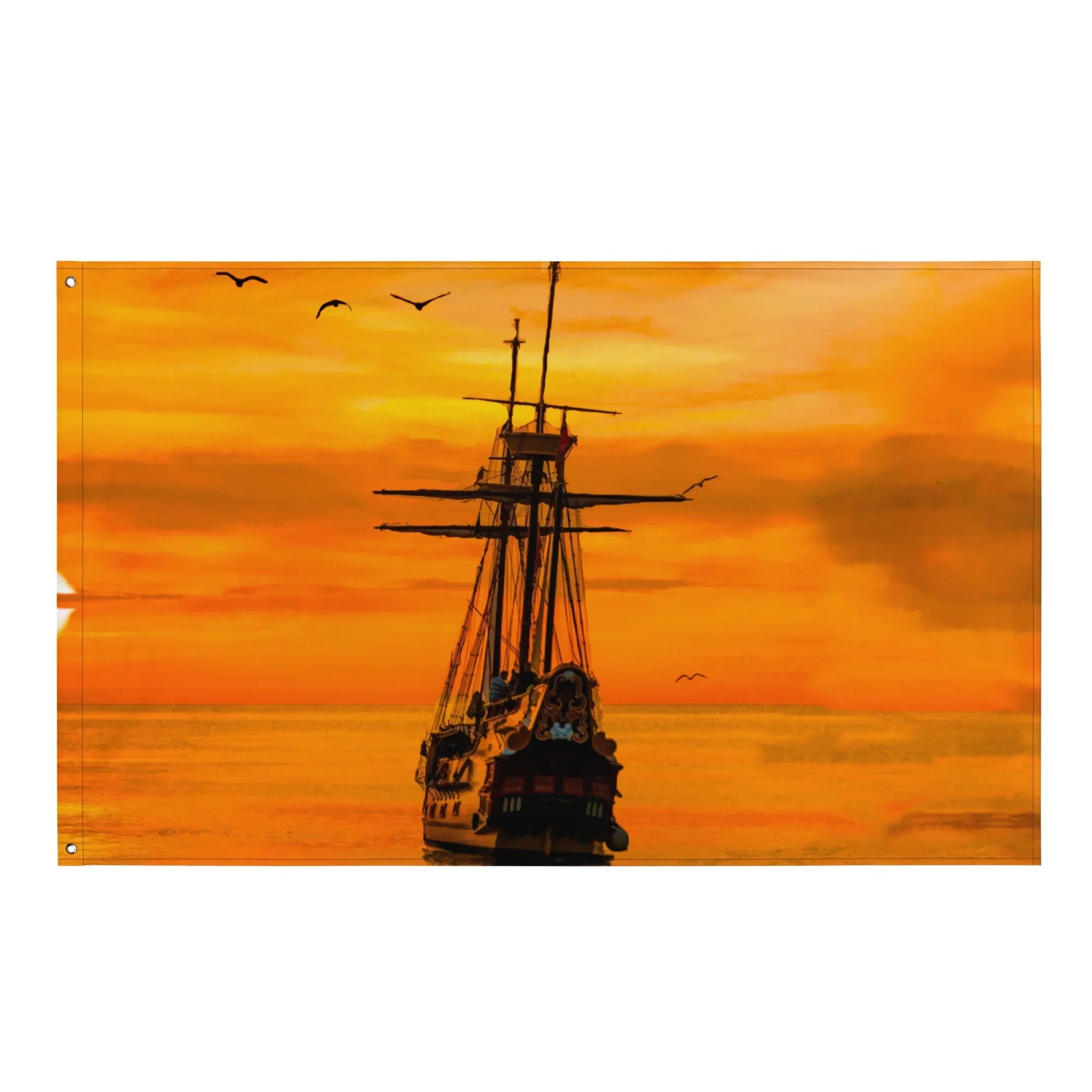 Ship Sunrise Flag Tapestry wall hanging-0