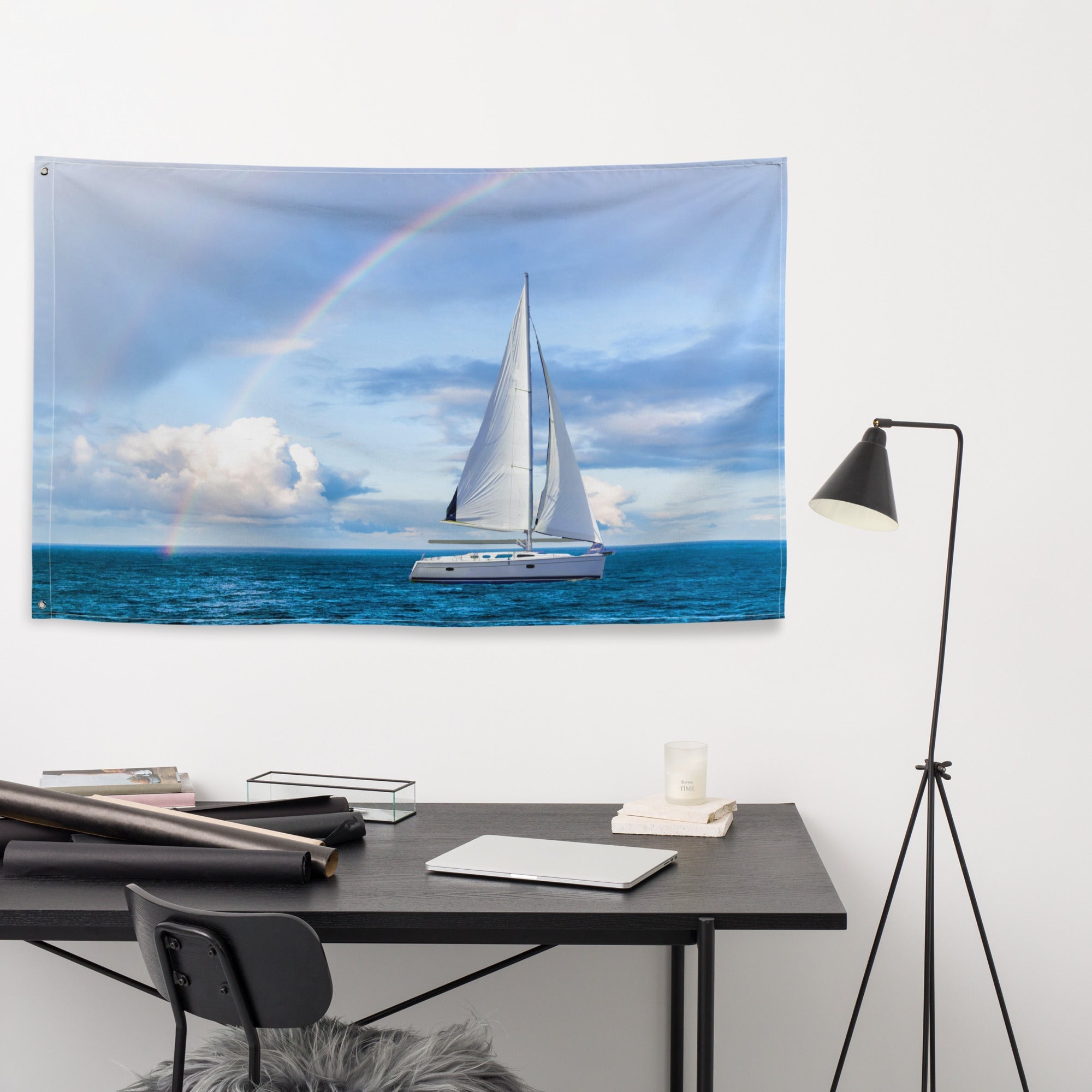 Rainbow Sailing Ship Flag-1