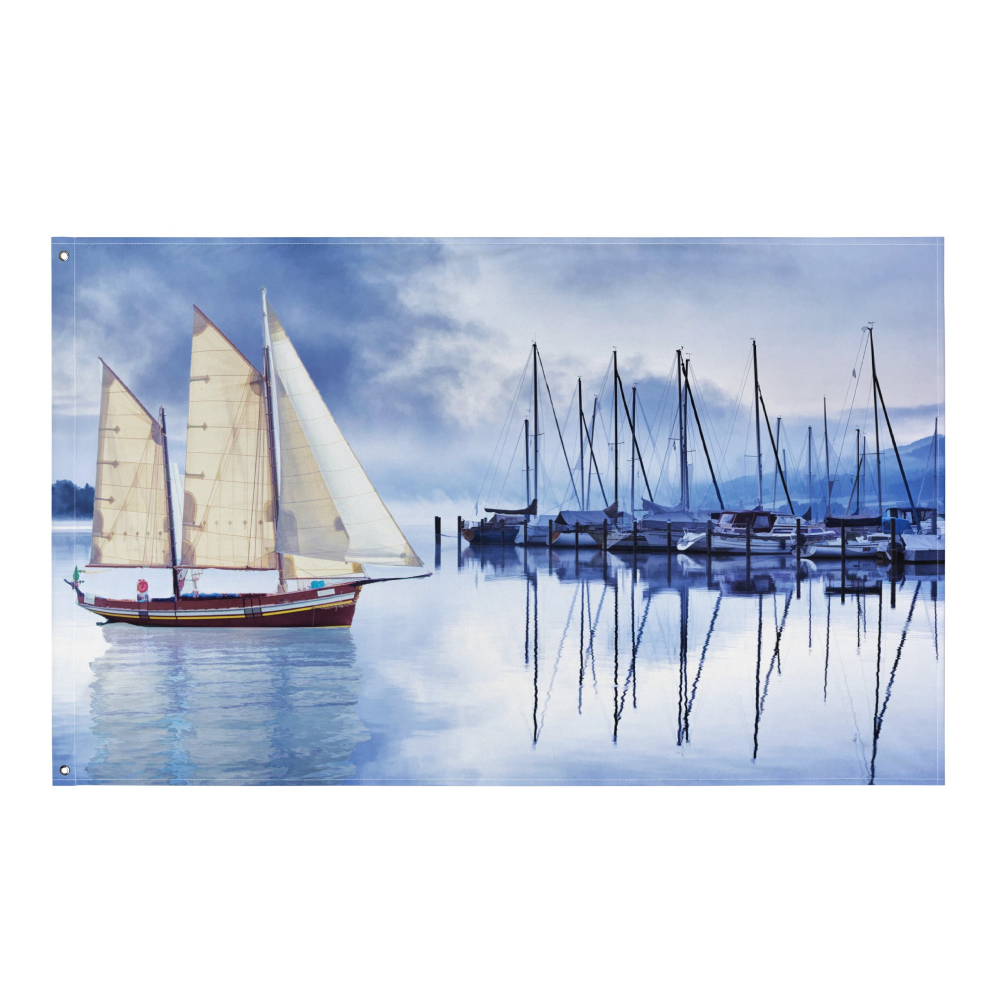 Sailing Ship Blue Flag-0