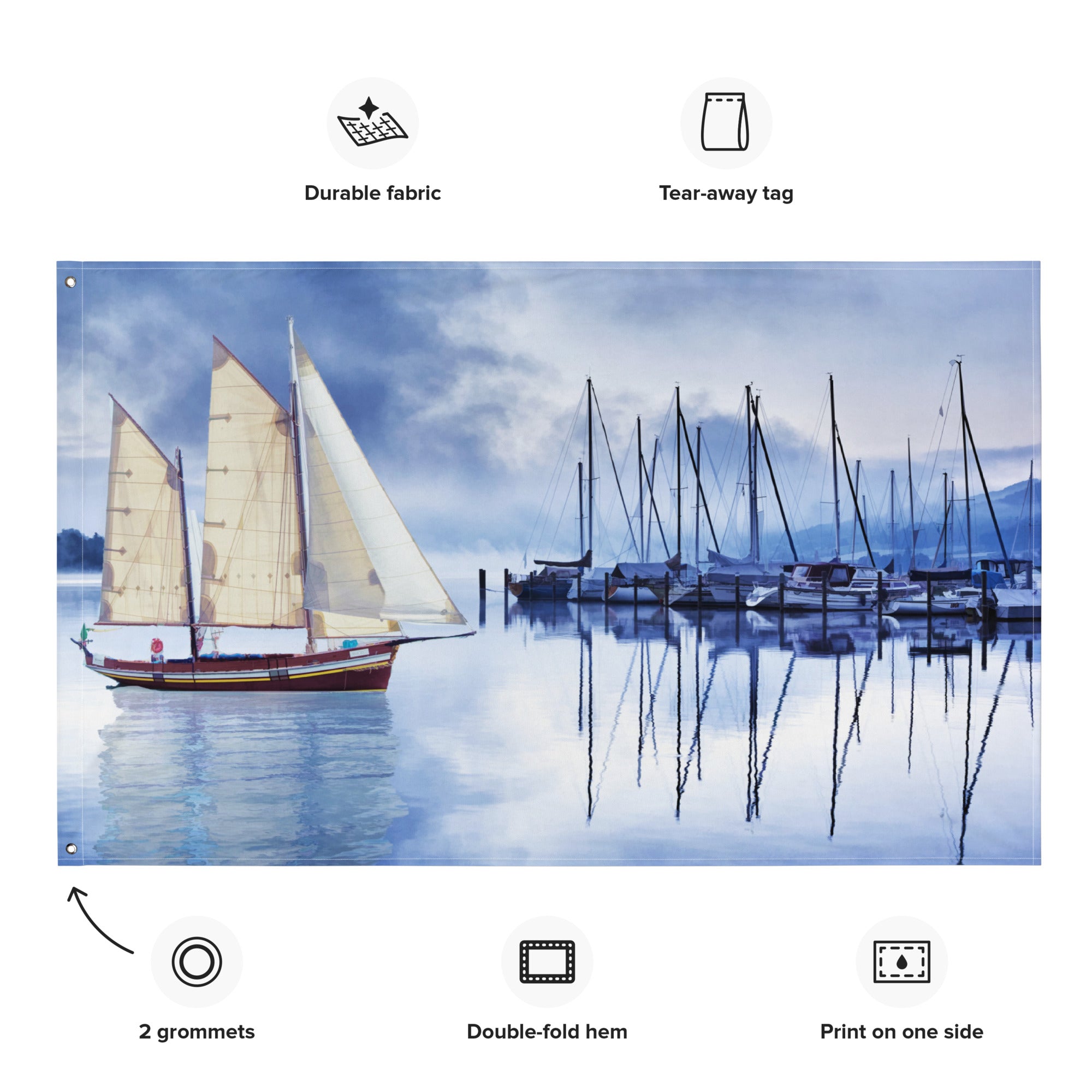 Sailing Ship Blue Flag-1