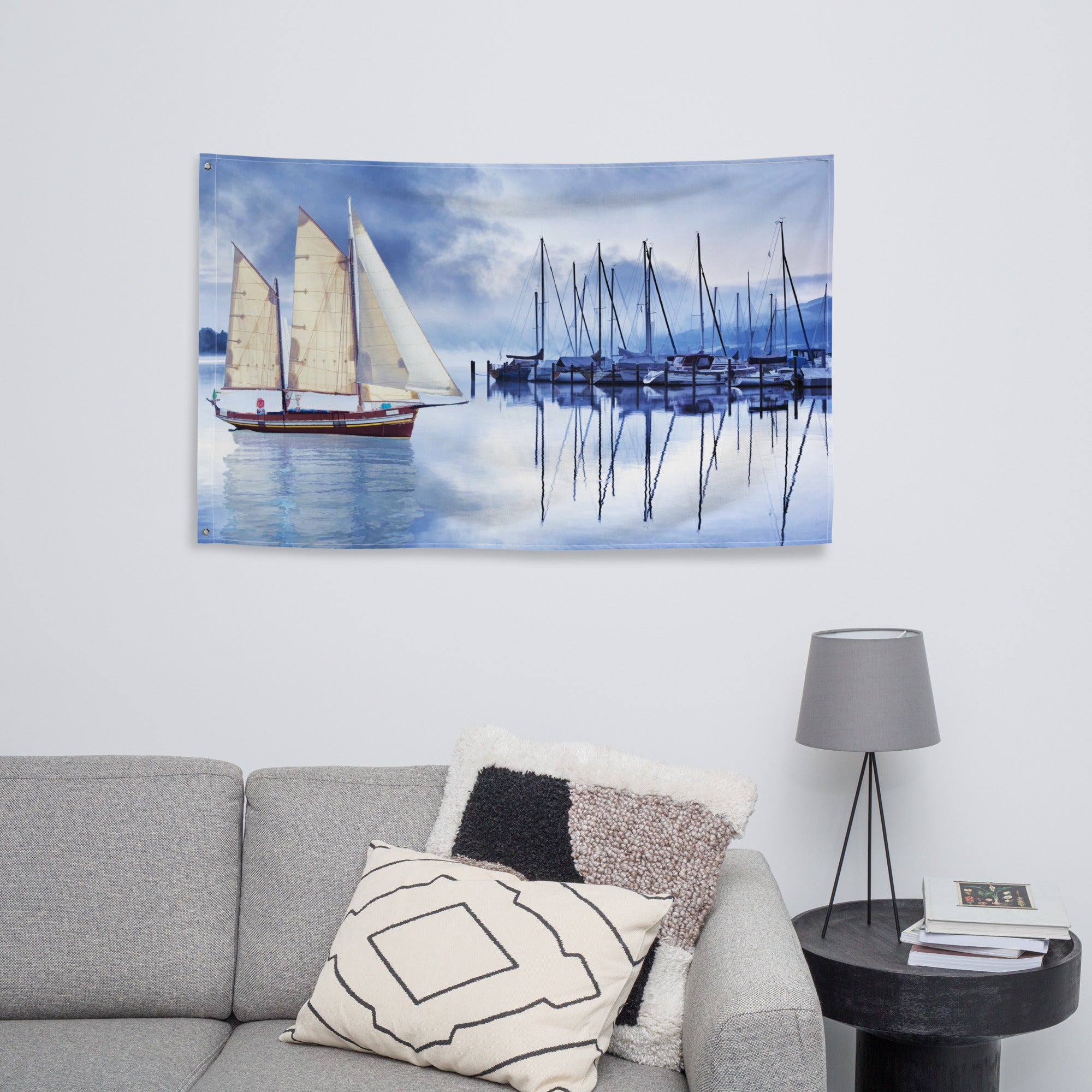 Sailing Ship Blue Flag-3