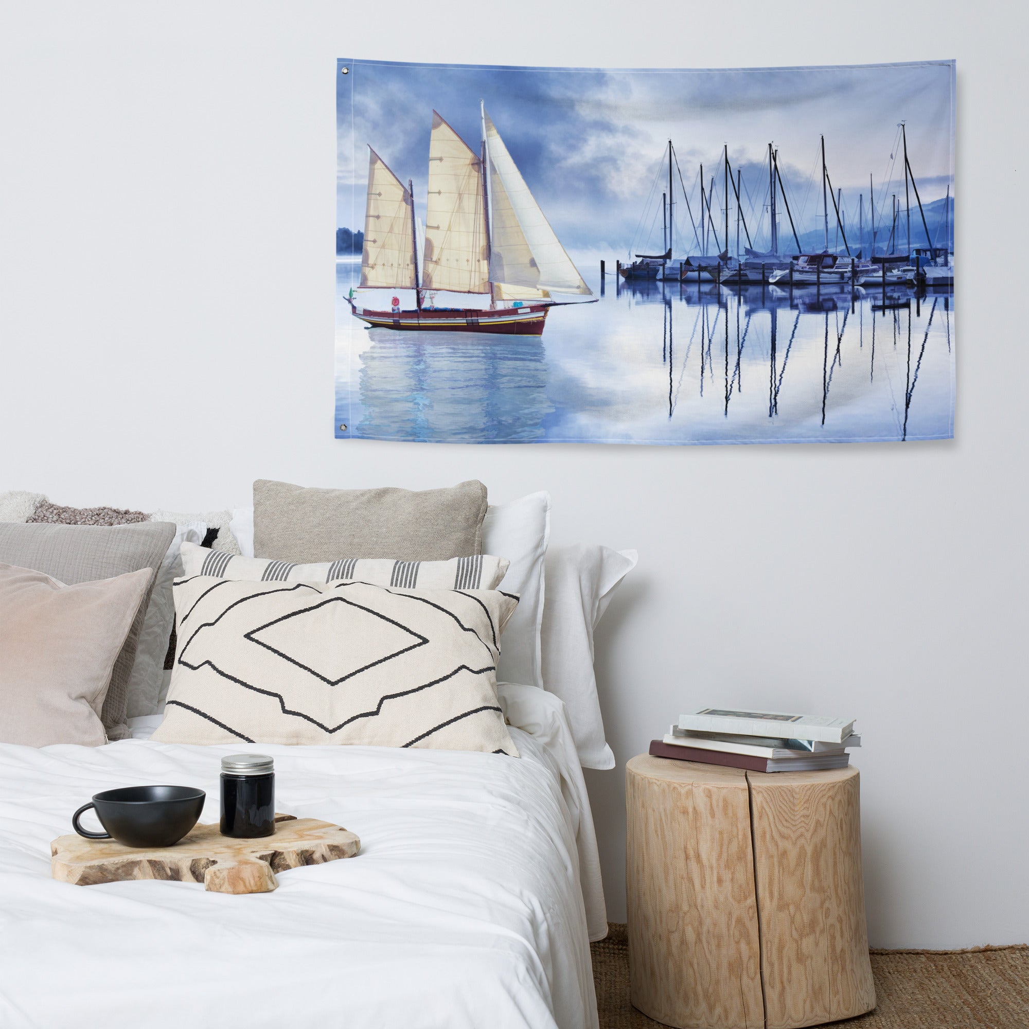 Sailing Ship Blue Flag-4