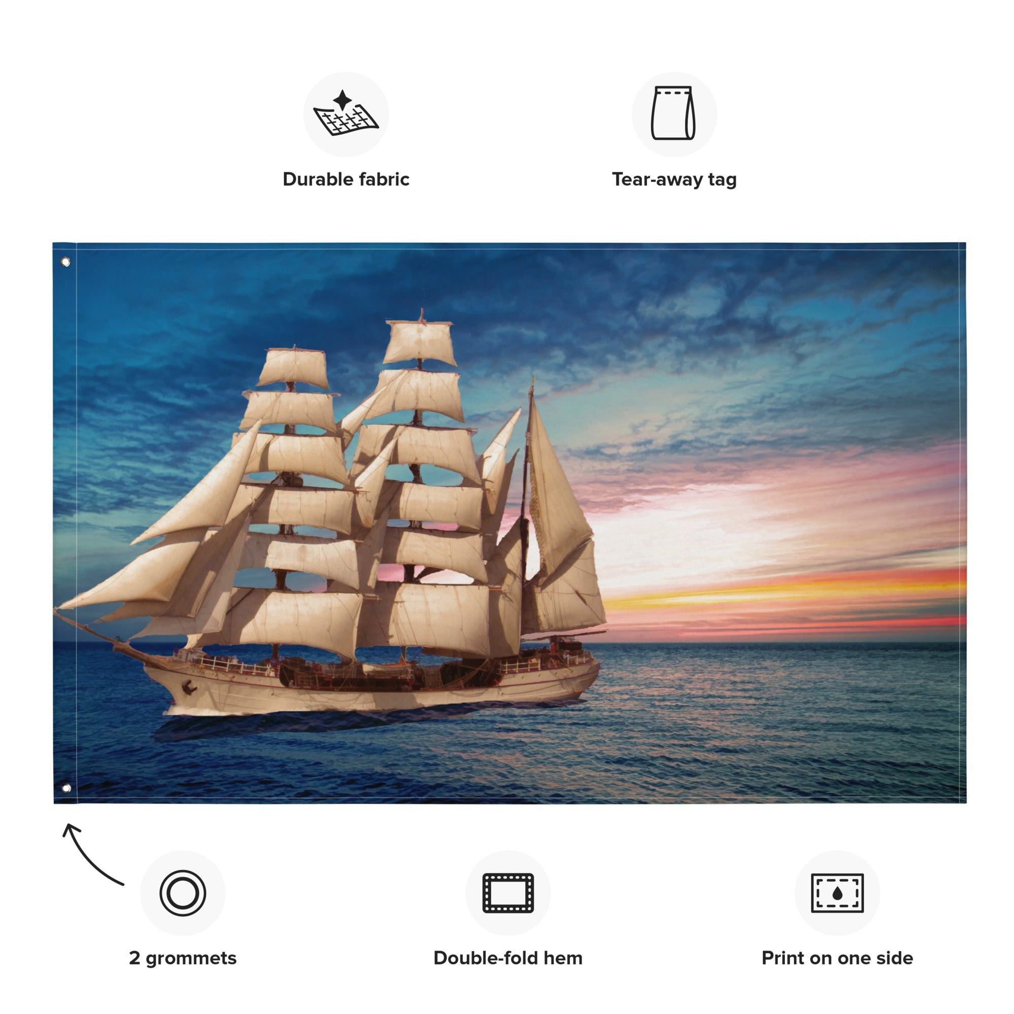 Sailing Ship Sunset Flag-1