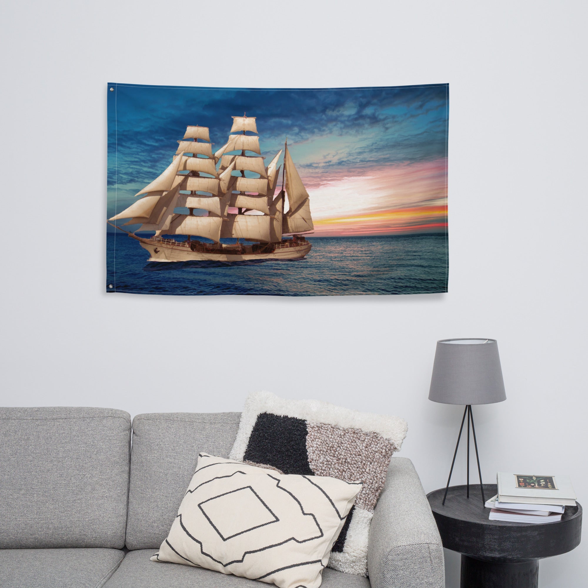 Sailing Ship Sunset Flag-3
