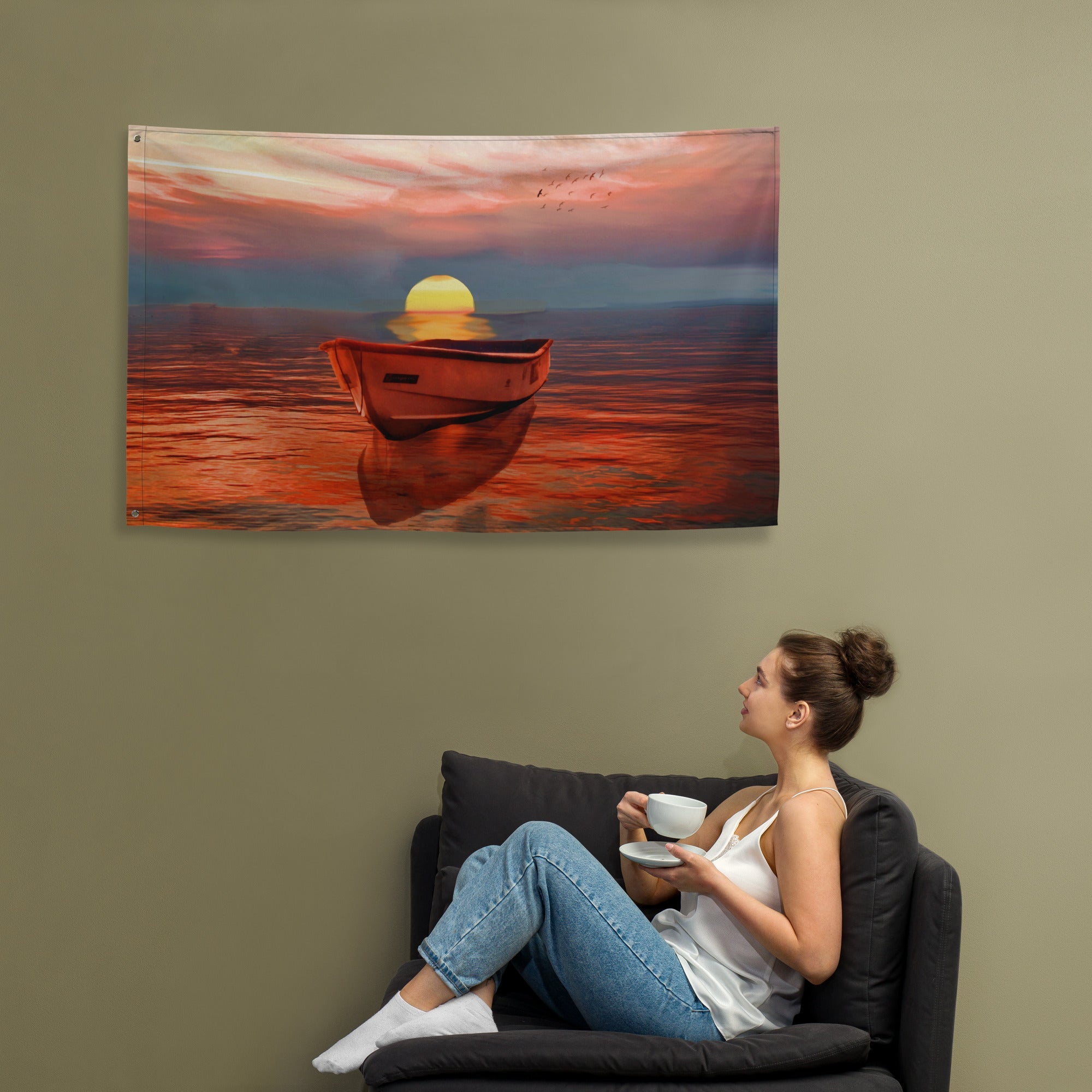 Sailing Ship Sunrise Flag-4