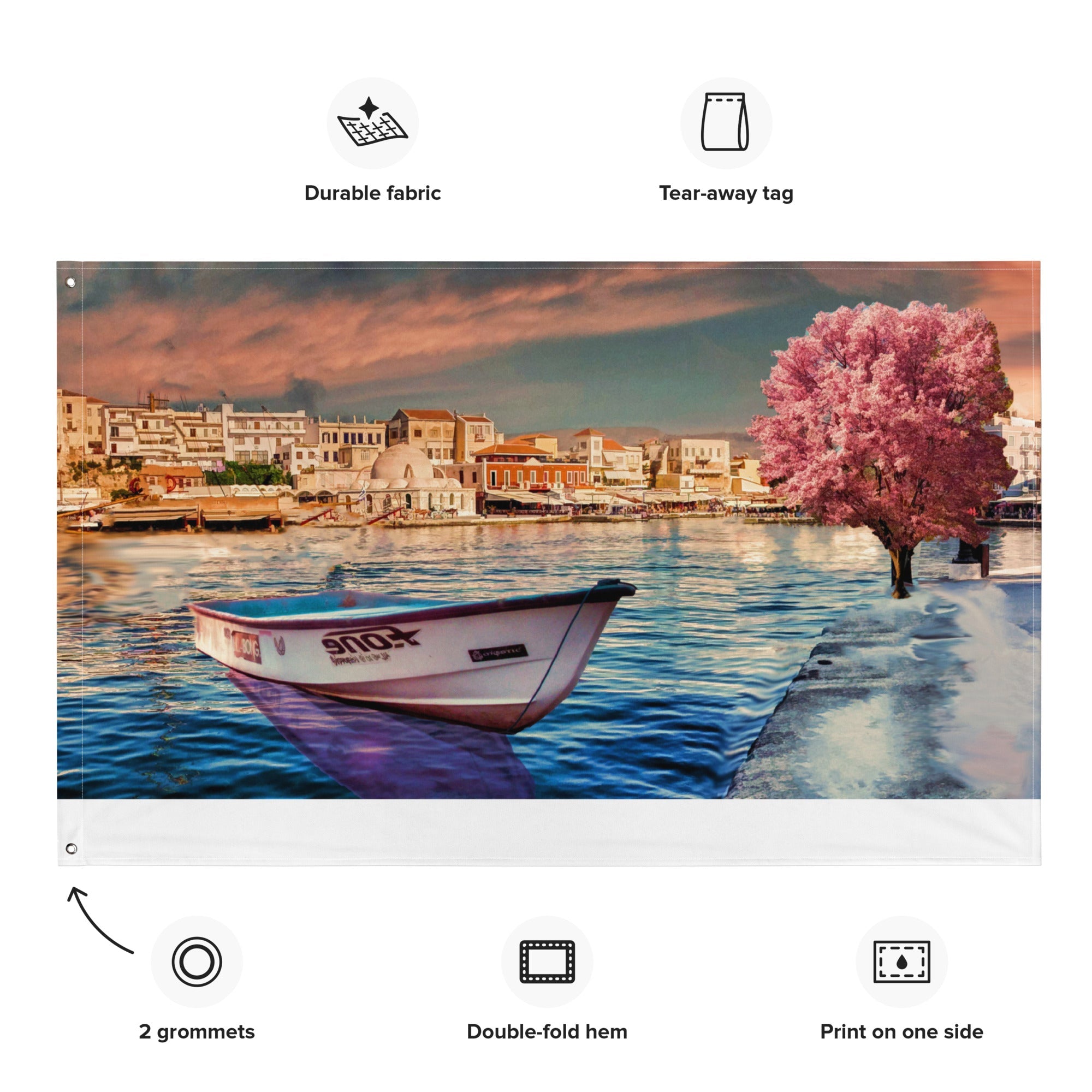 Tree Boat Flag Tapestry wall hanging-1