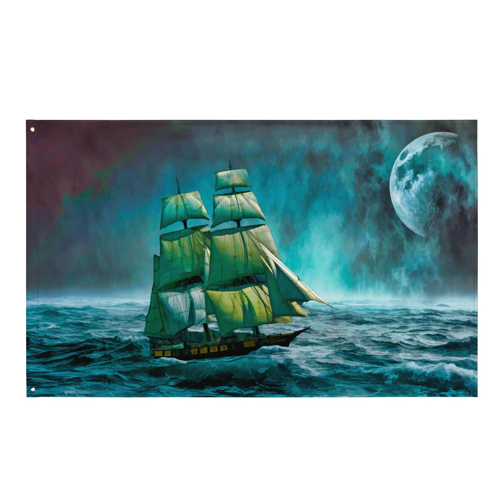 Sailing Ship and Moon Flag-0
