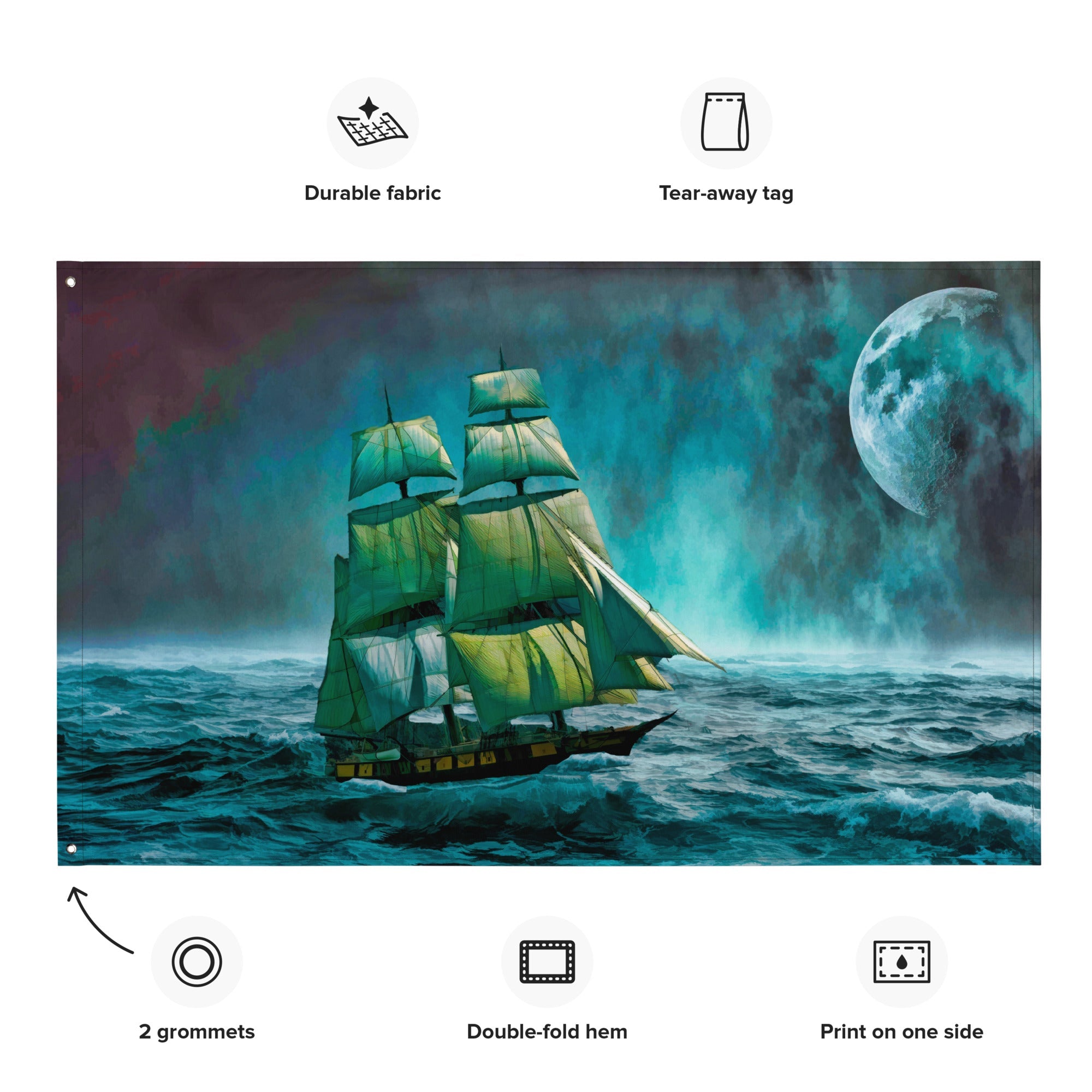 Sailing Ship and Moon Flag-1