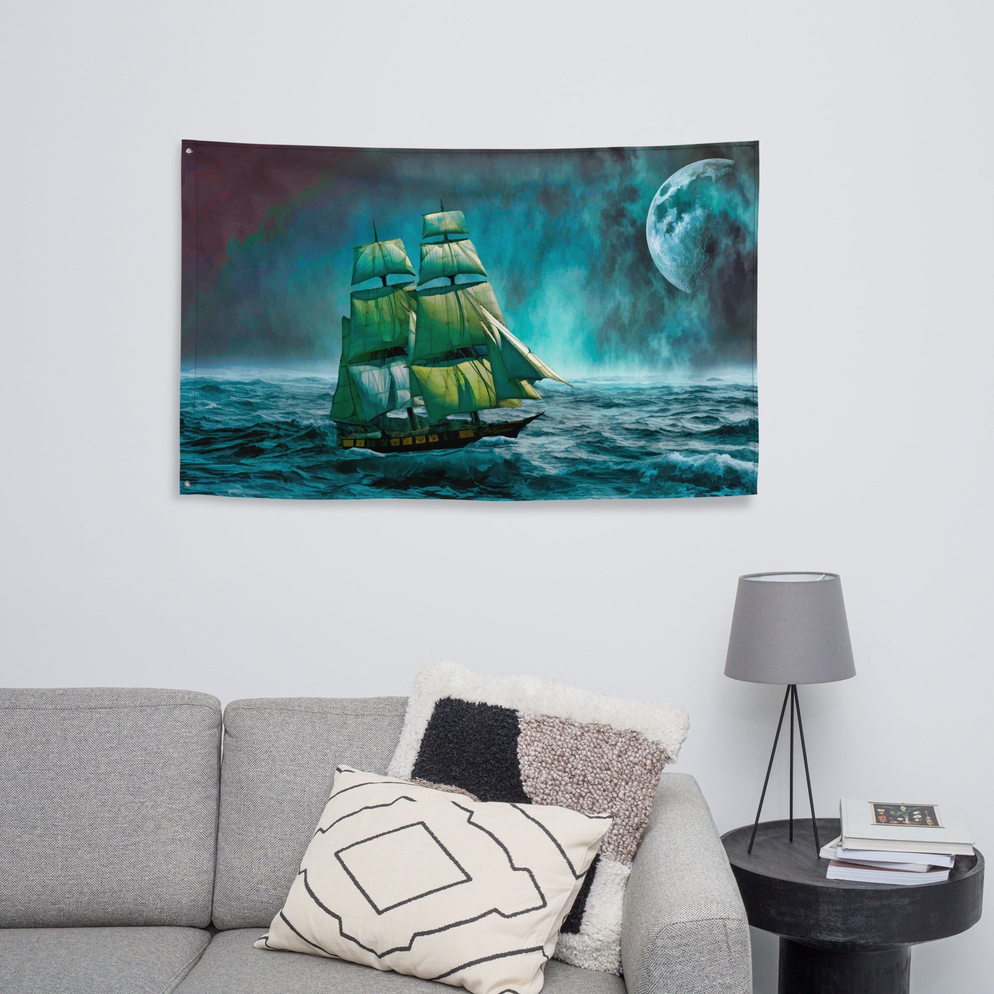 Sailing Ship and Moon Flag-3