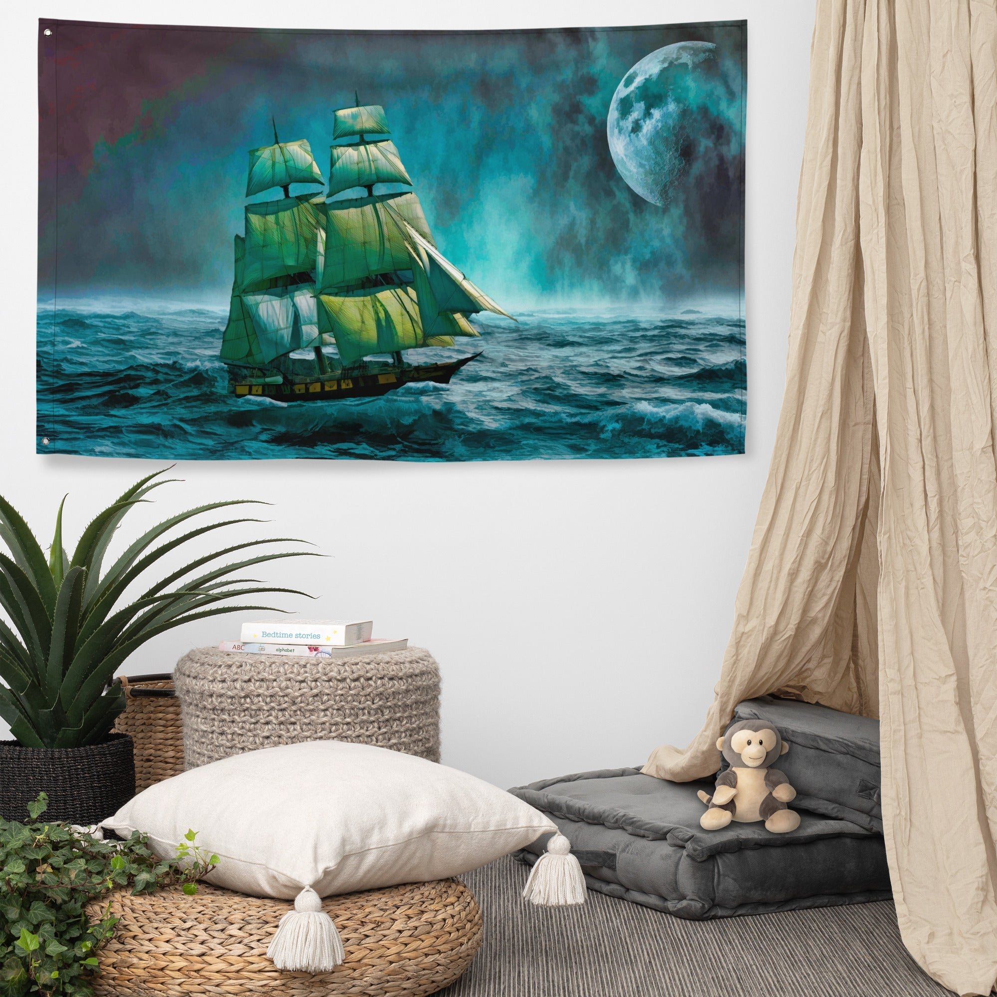 Sailing Ship and Moon Flag-4