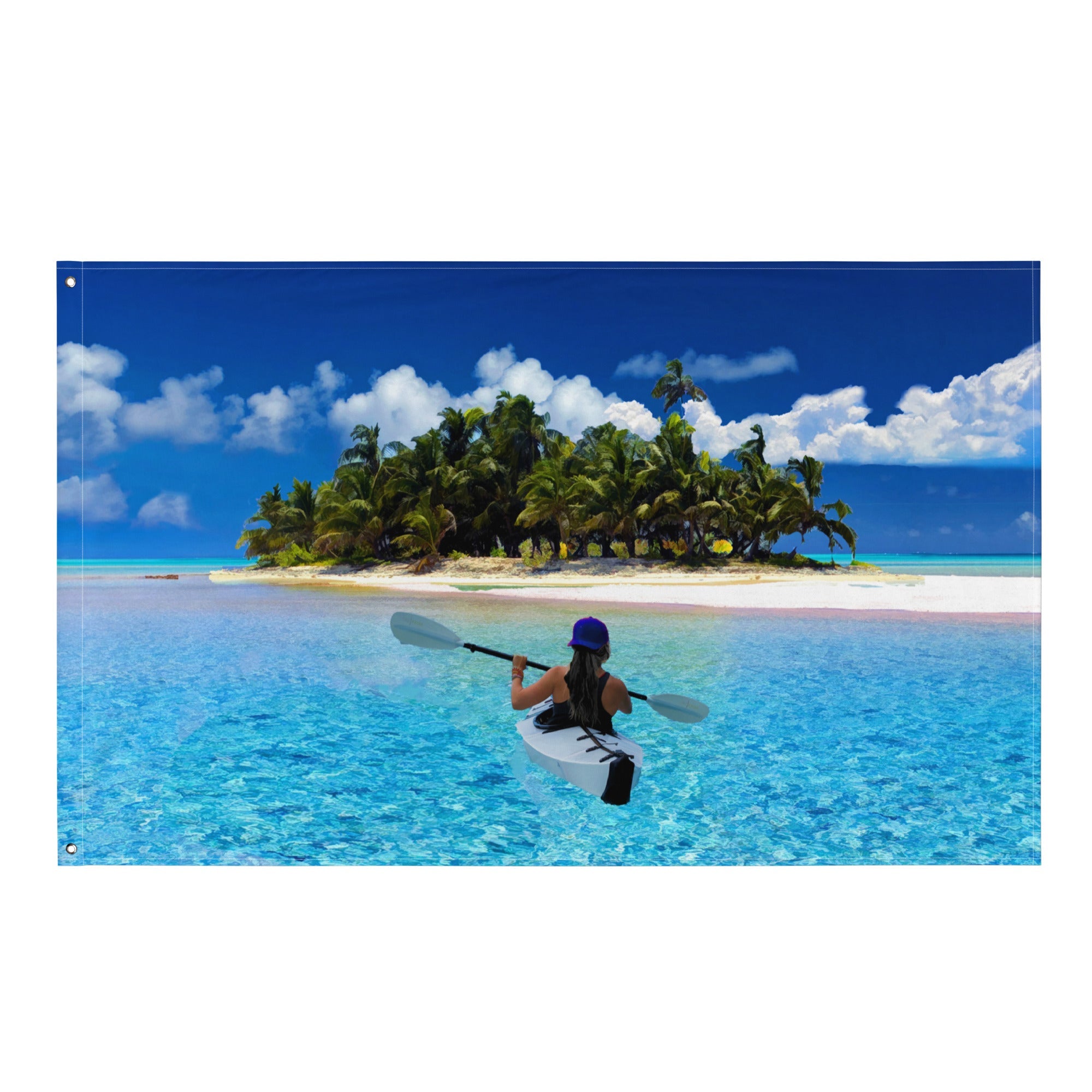 Women in Boat Flag Tapestry wall hanging-0