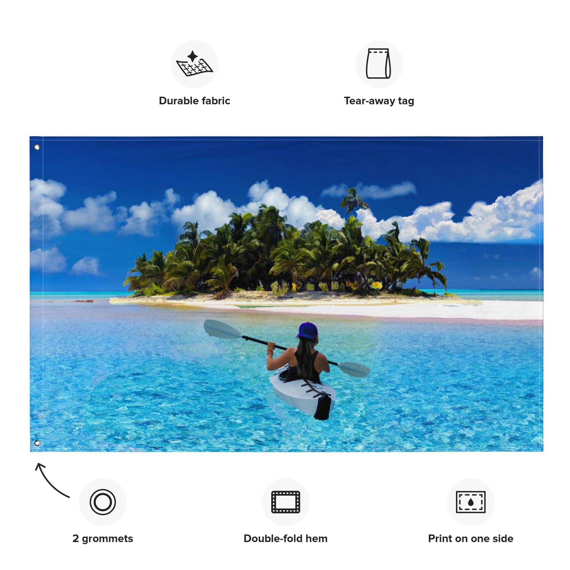 Women in Boat Flag Tapestry wall hanging-2