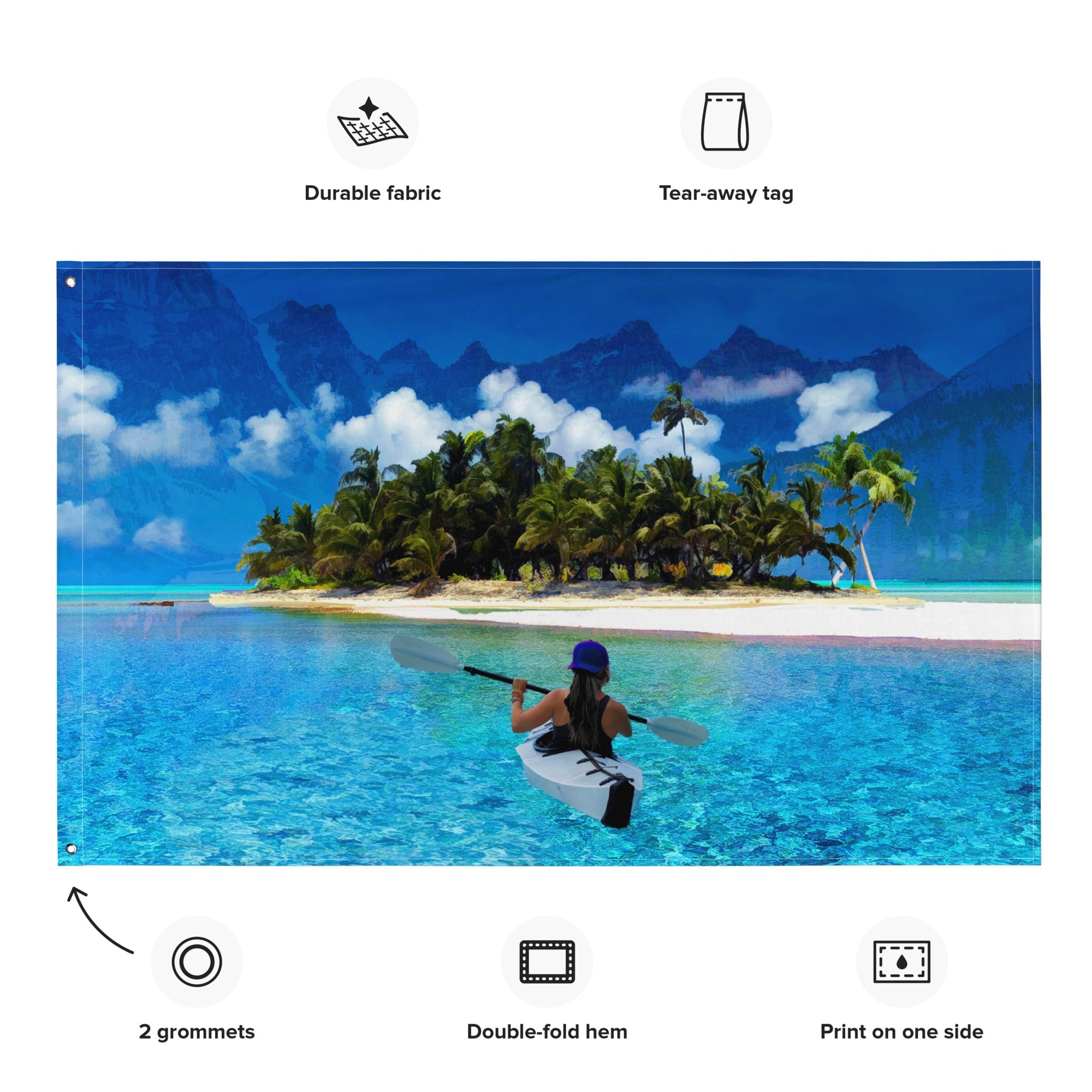 Women Mountain Boat Flag Tapestry wall hanging-1