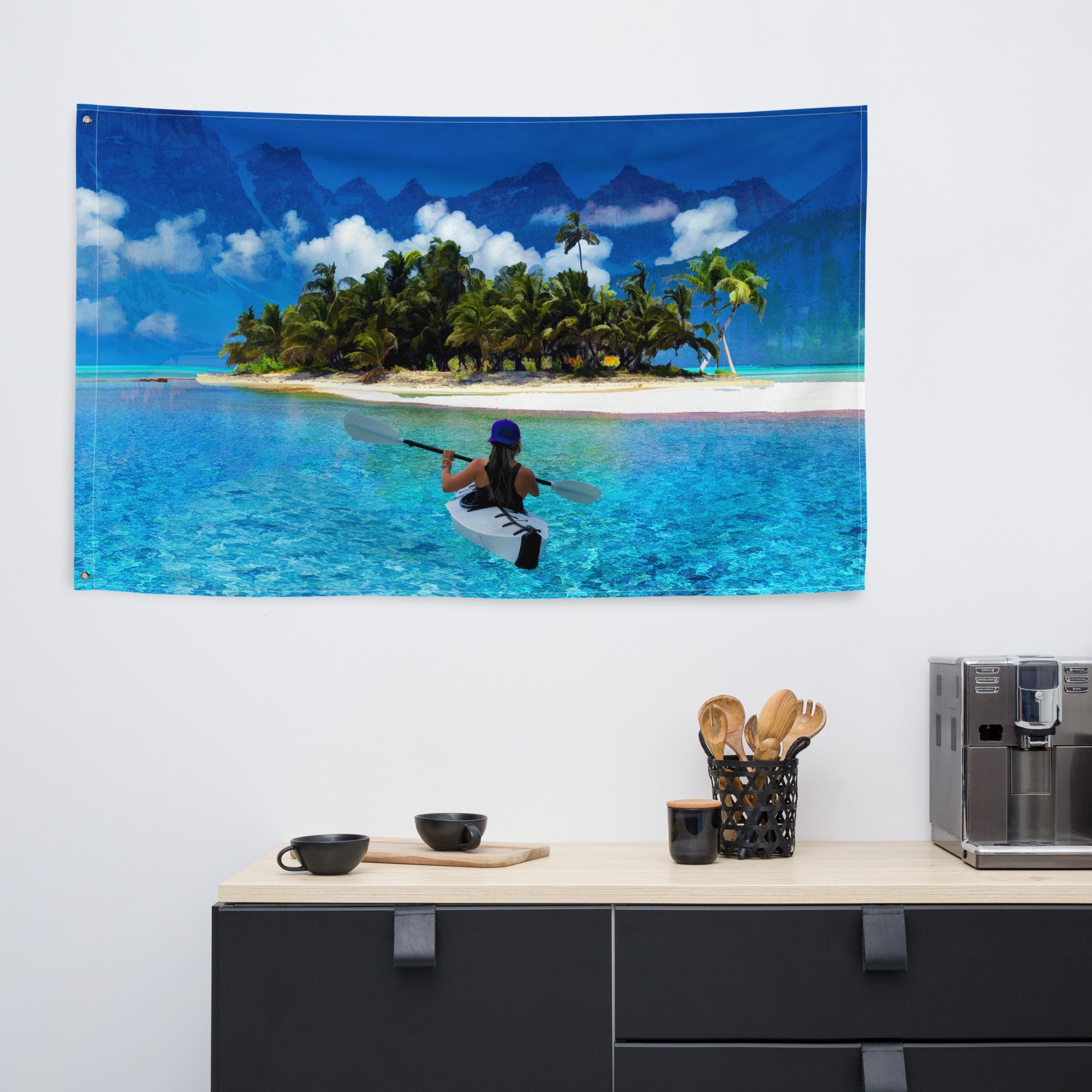 Women Mountain Boat Flag Tapestry wall hanging-3