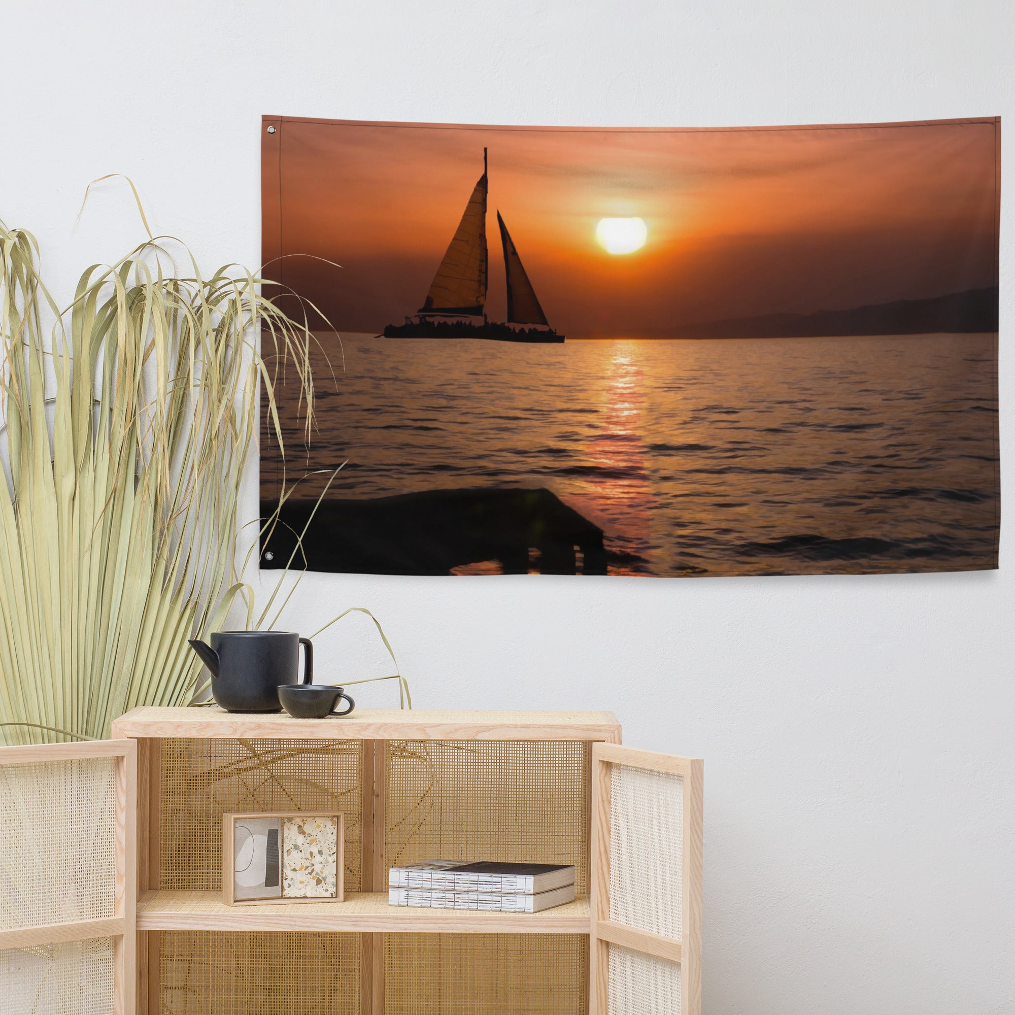 Sunrise Ship Flag Tapestry wall hanging-3
