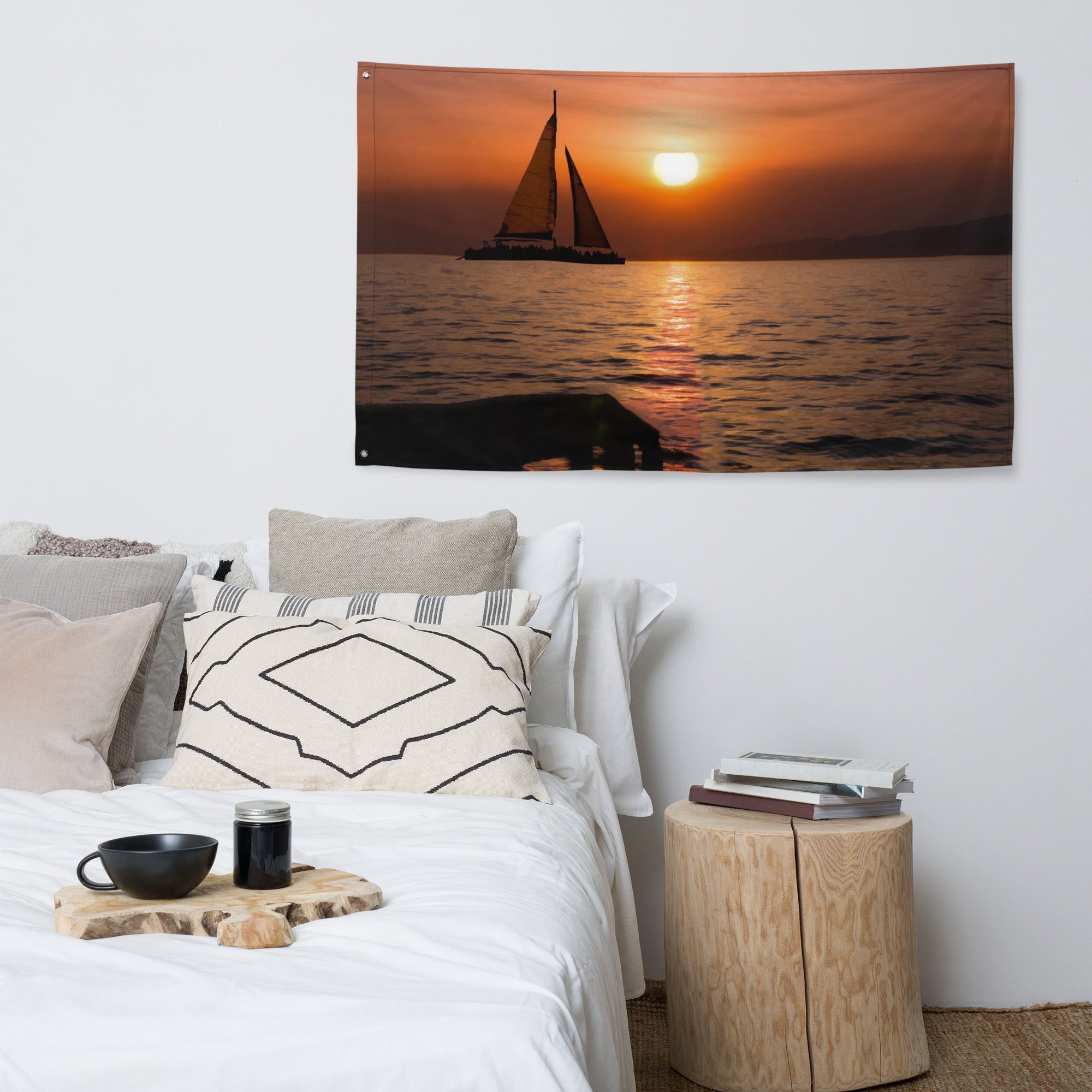 Sunrise Ship Flag Tapestry wall hanging-4