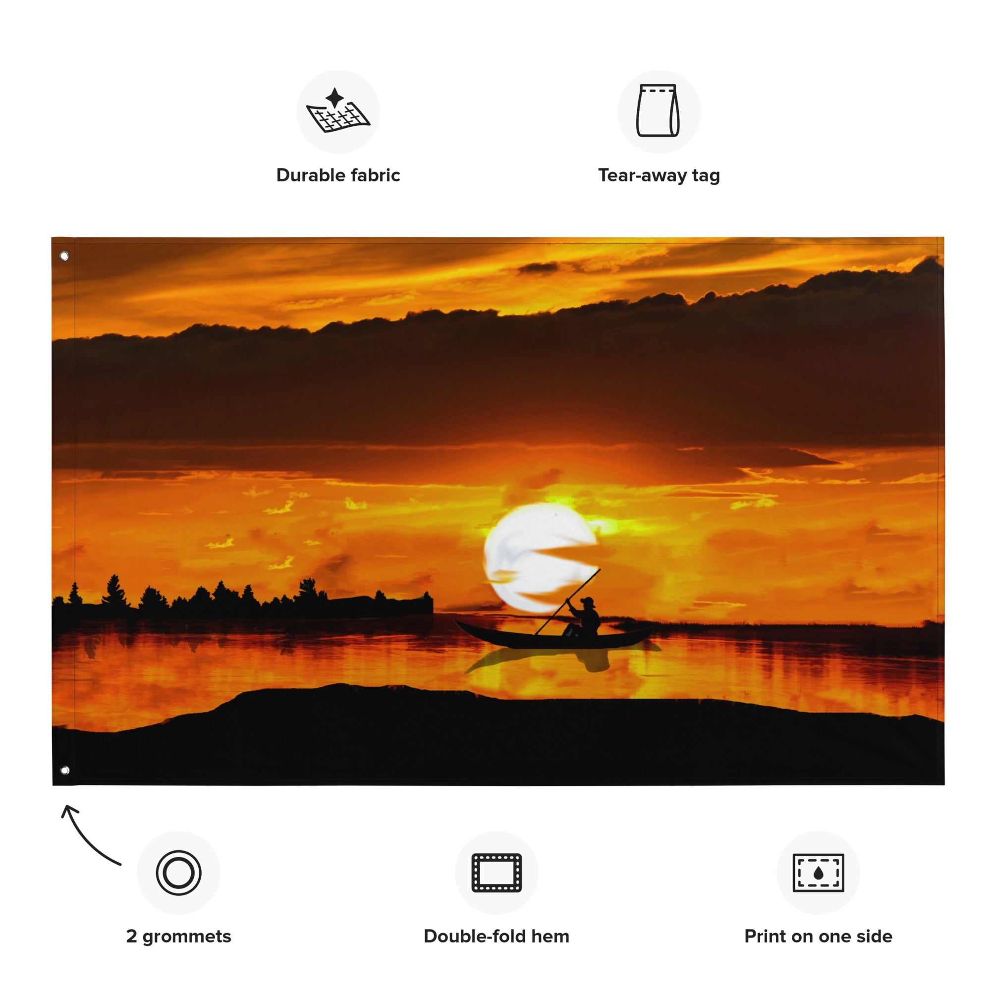 Sea Sunrise Boat Flag Tapestry wall hanging-1