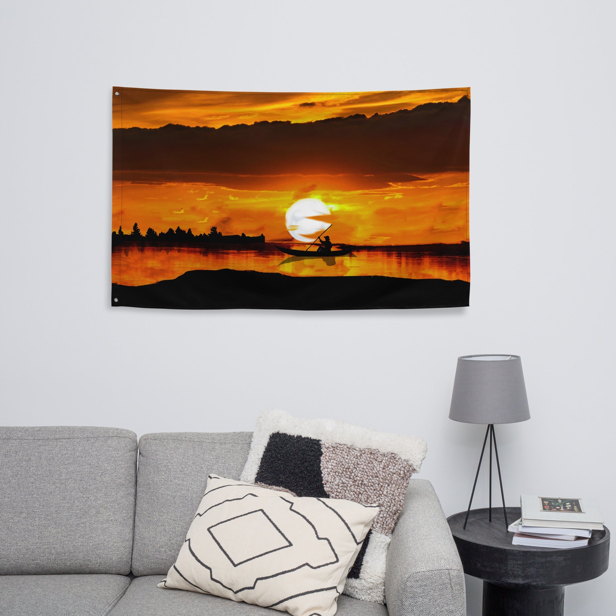 Sea Sunrise Boat Flag Tapestry wall hanging-2