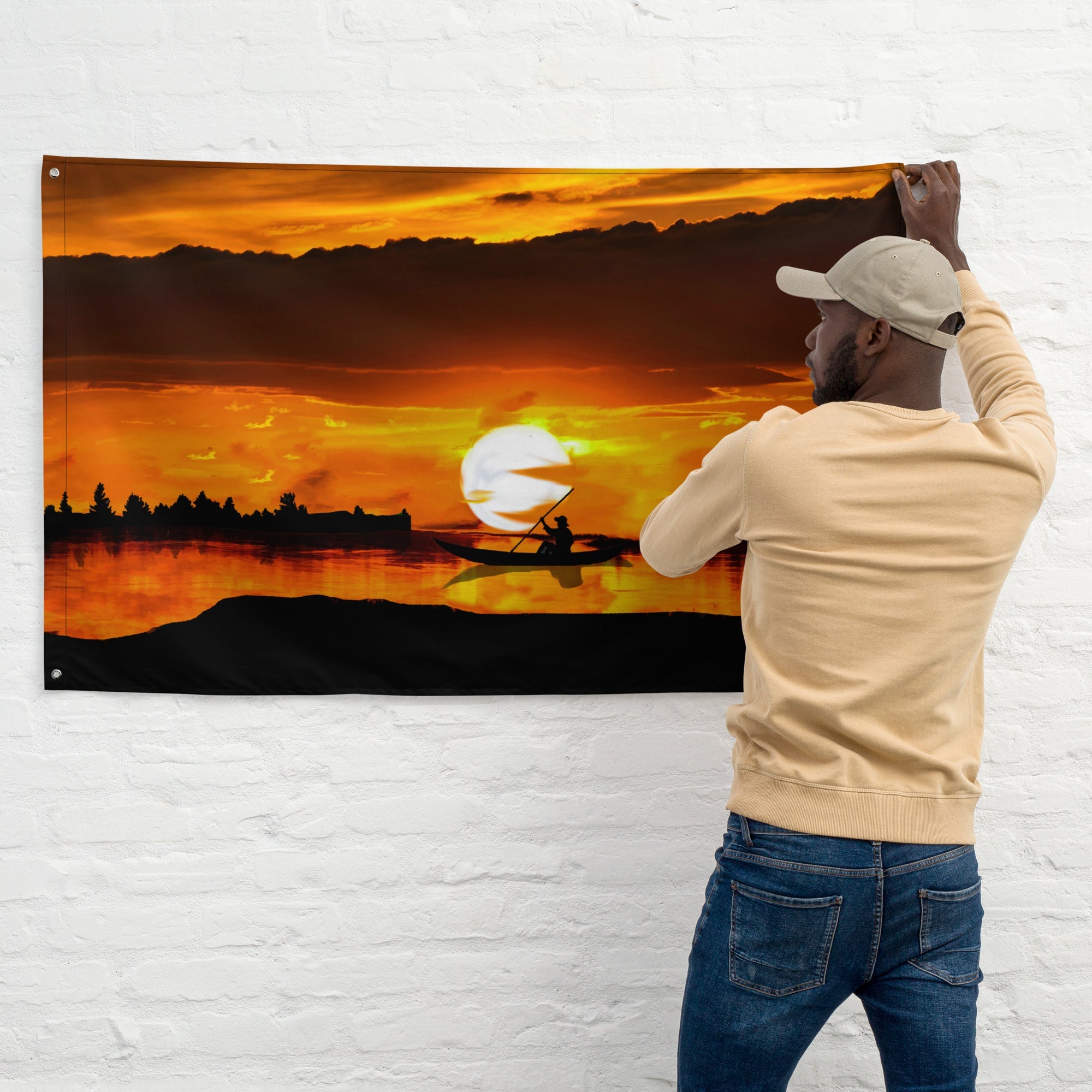 Sea Sunrise Boat Flag Tapestry wall hanging-3