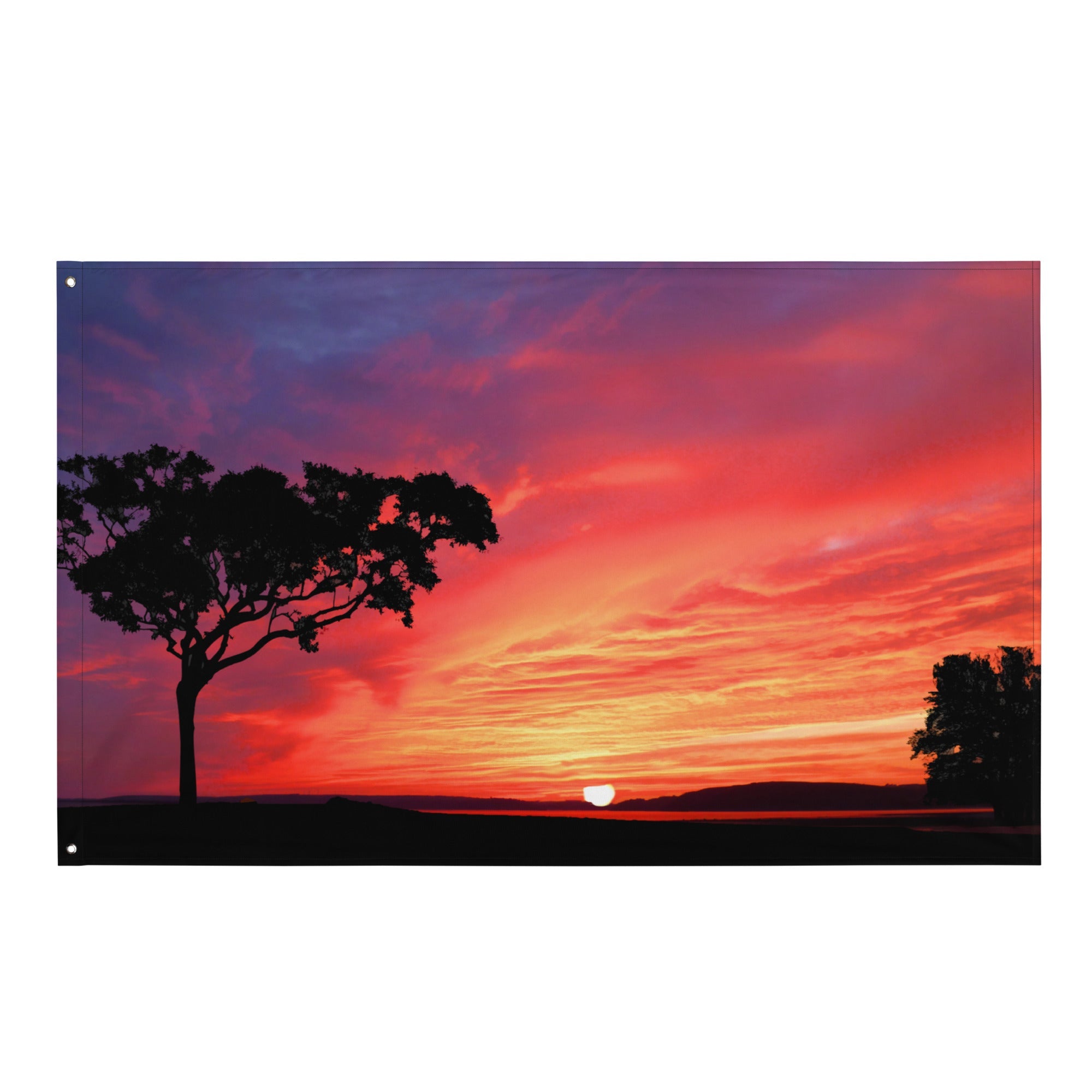 Tree and Sunset Flag Tapestry wall hanging-0