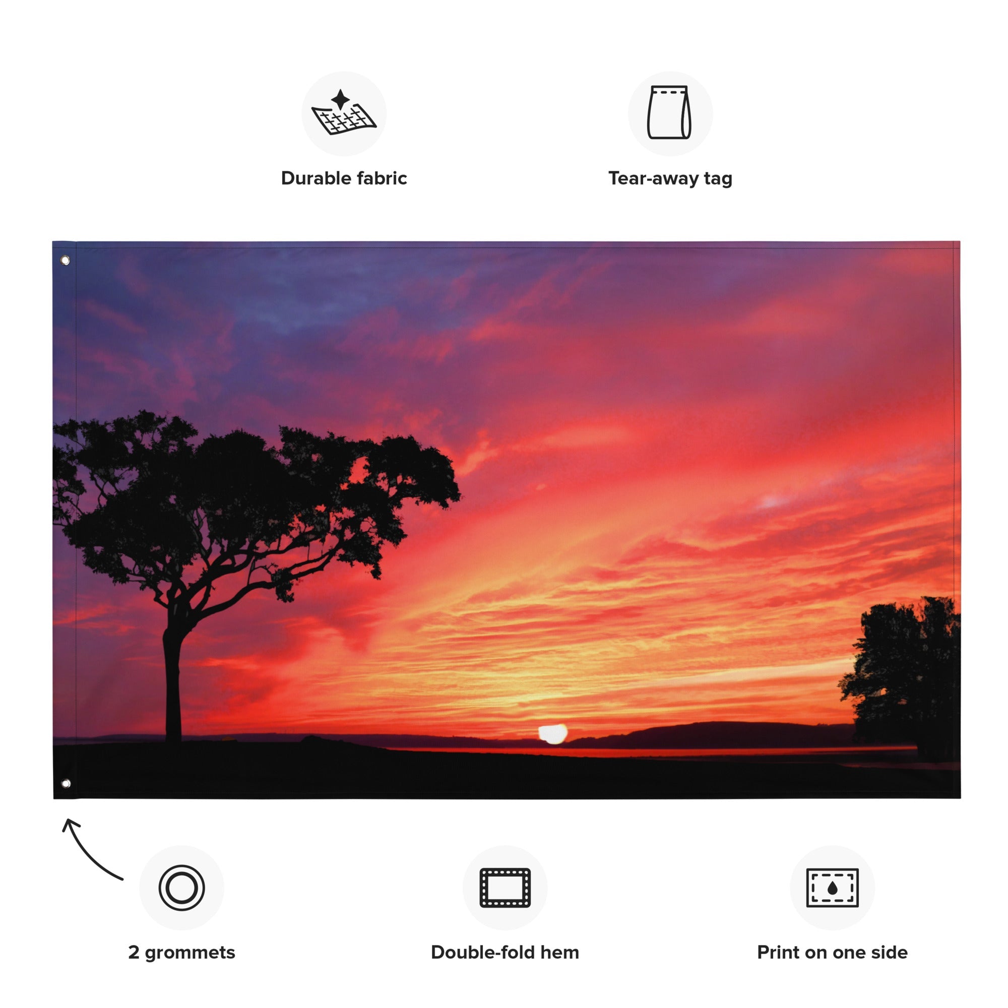 Tree and Sunset Flag Tapestry wall hanging-1