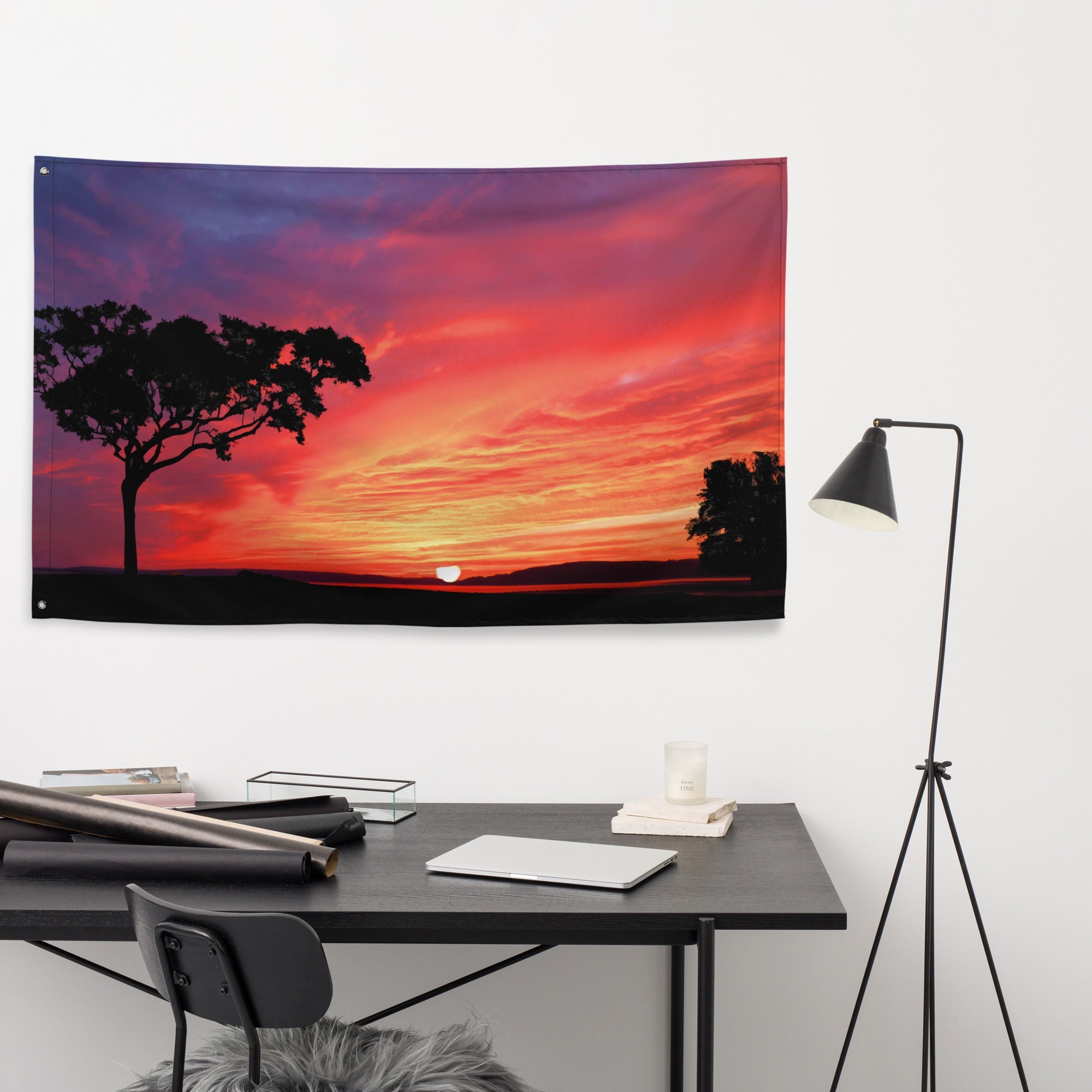 Tree and Sunset Flag Tapestry wall hanging-3