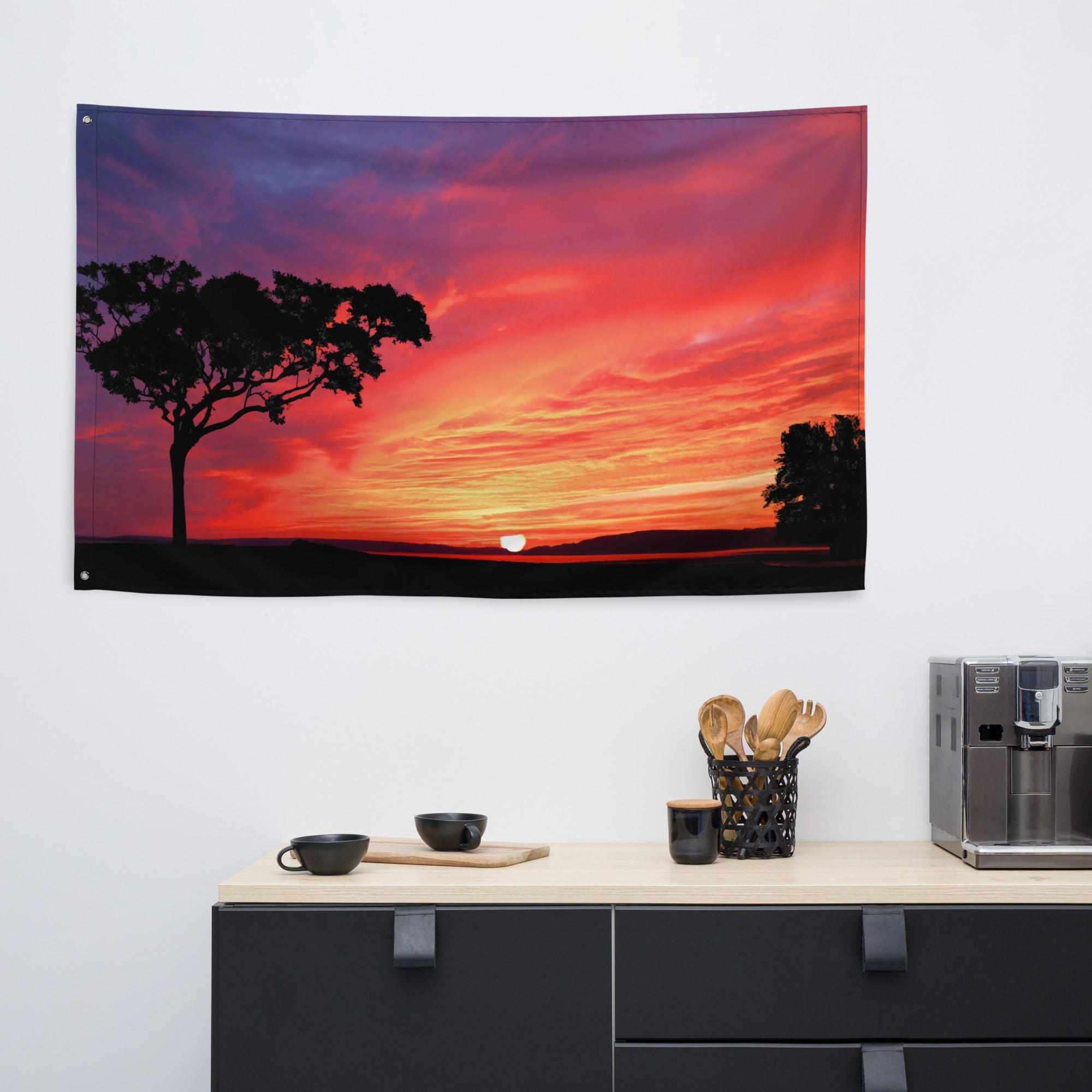 Tree and Sunset Flag Tapestry wall hanging-4