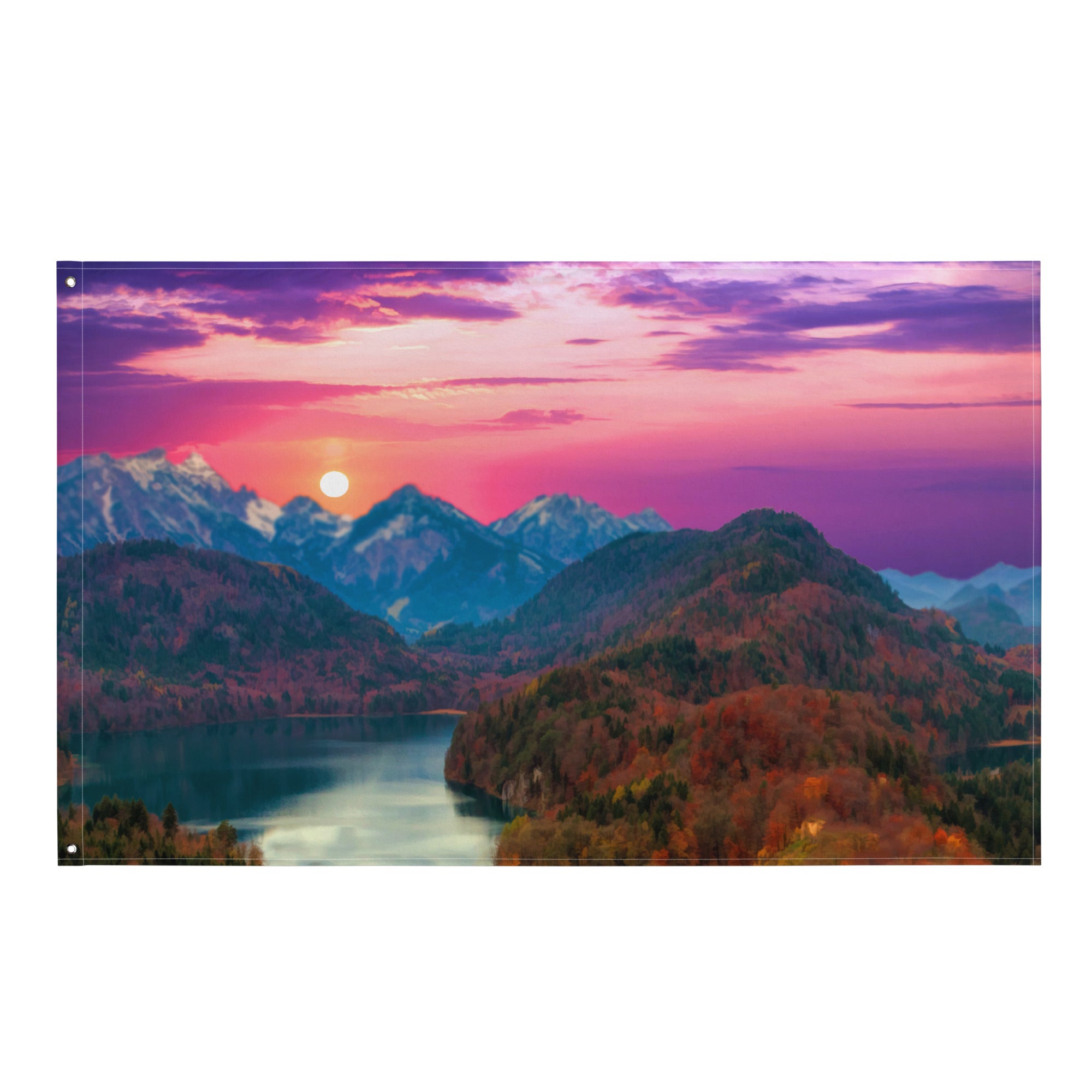 Tree and Sunset Flag Tapestry wall hanging-0
