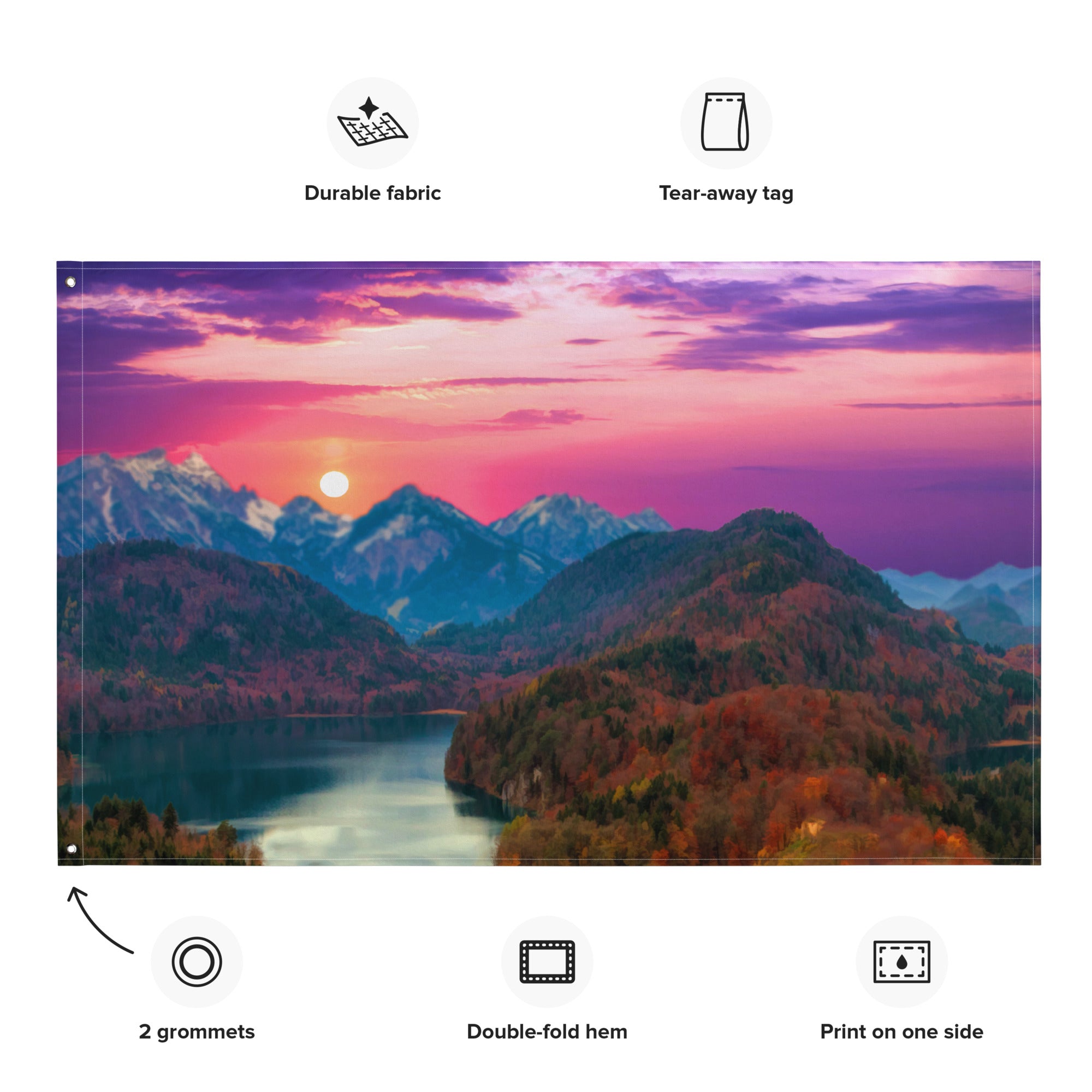 Tree and Sunset Flag Tapestry wall hanging-1