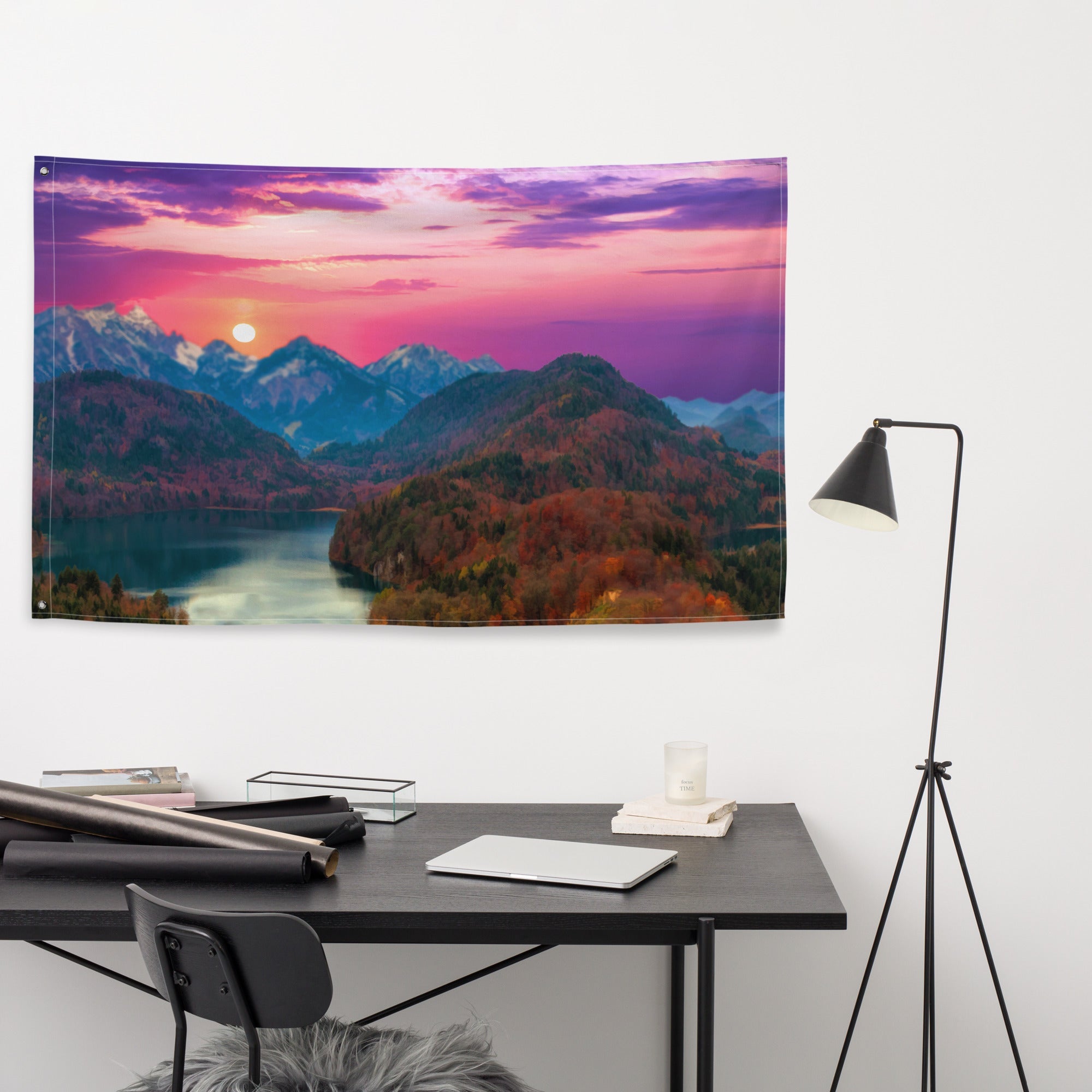 Tree and Sunset Flag Tapestry wall hanging-2