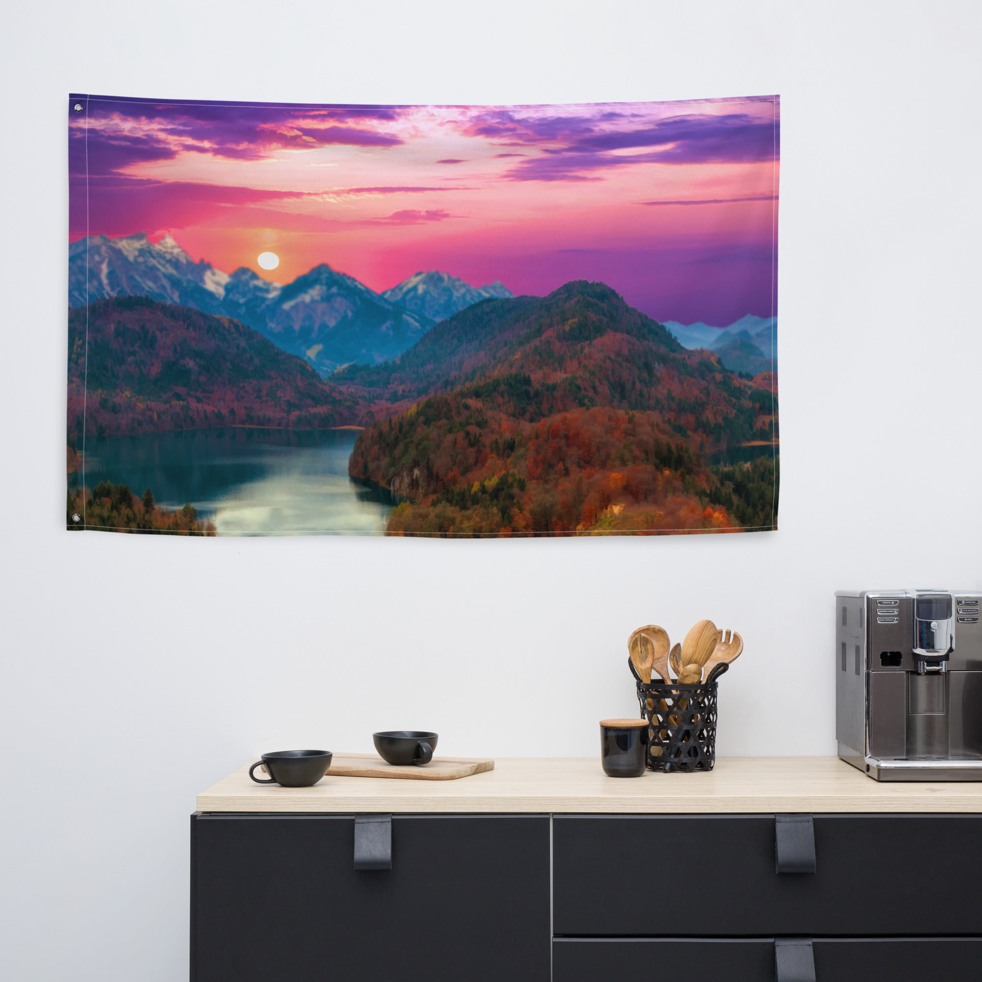 Tree and Sunset Flag Tapestry wall hanging-4