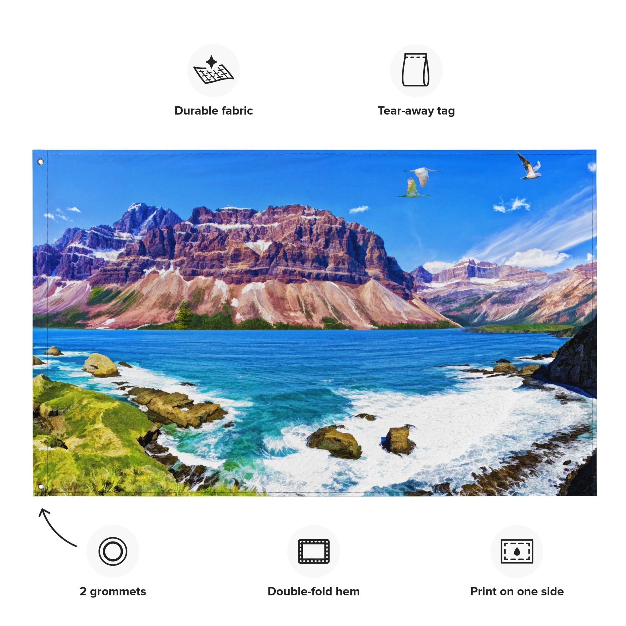 Mountain Beach Painting Flag-1