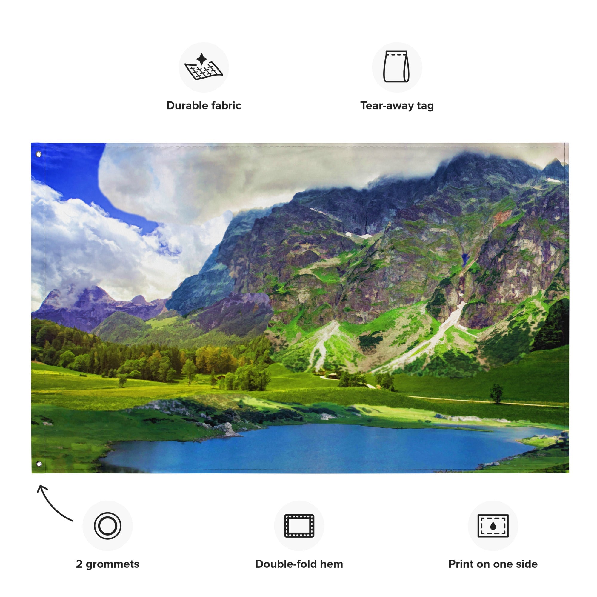 Mountain Lake Painting Flag-1